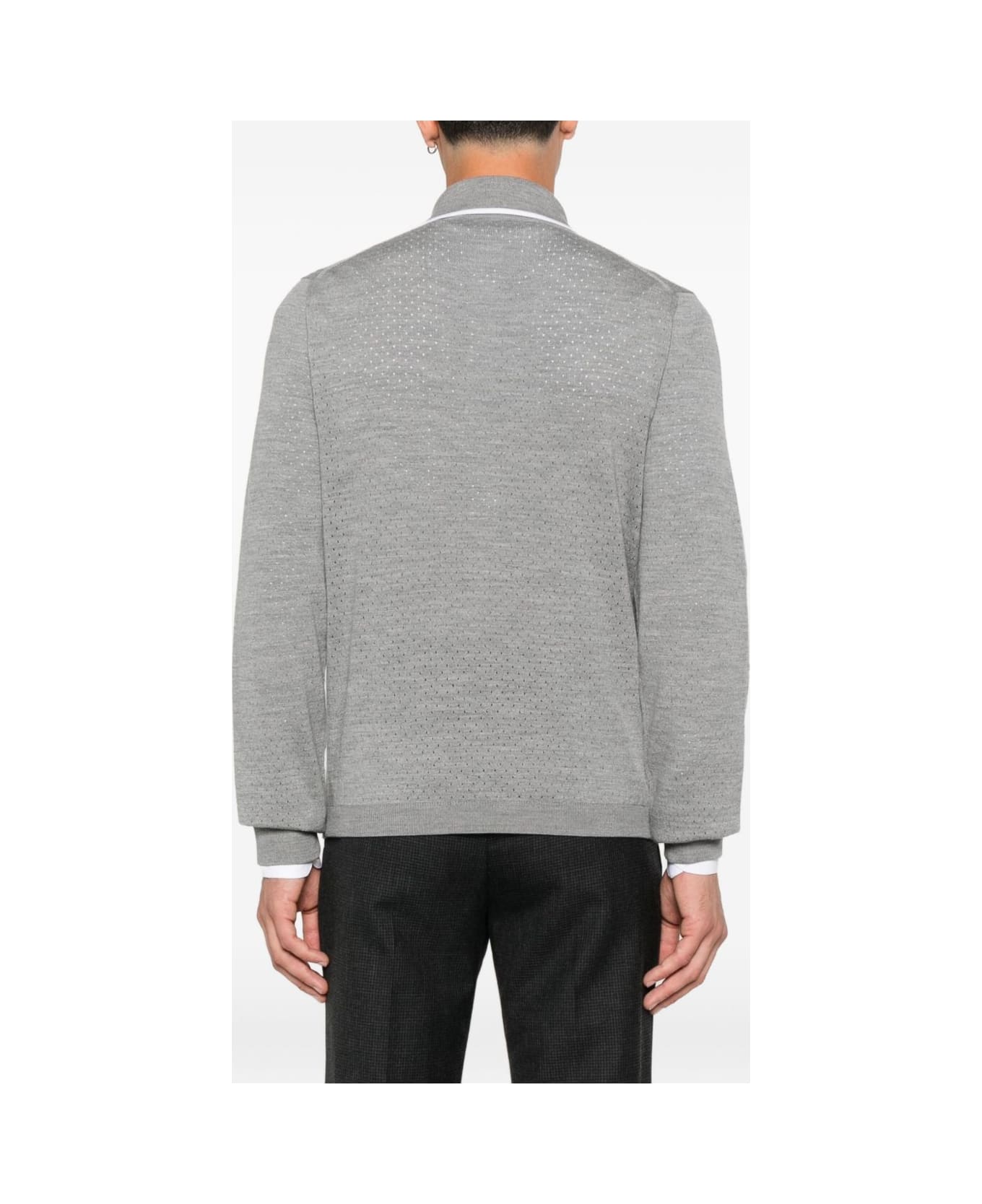 Gucci Wool Long-sleeves Polo Shirt - Grey