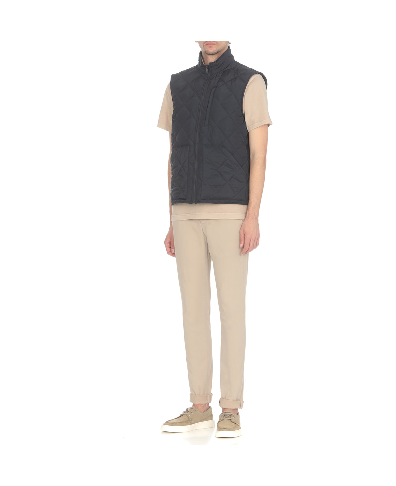 Fay Quilted Vest With Pockets - Blue