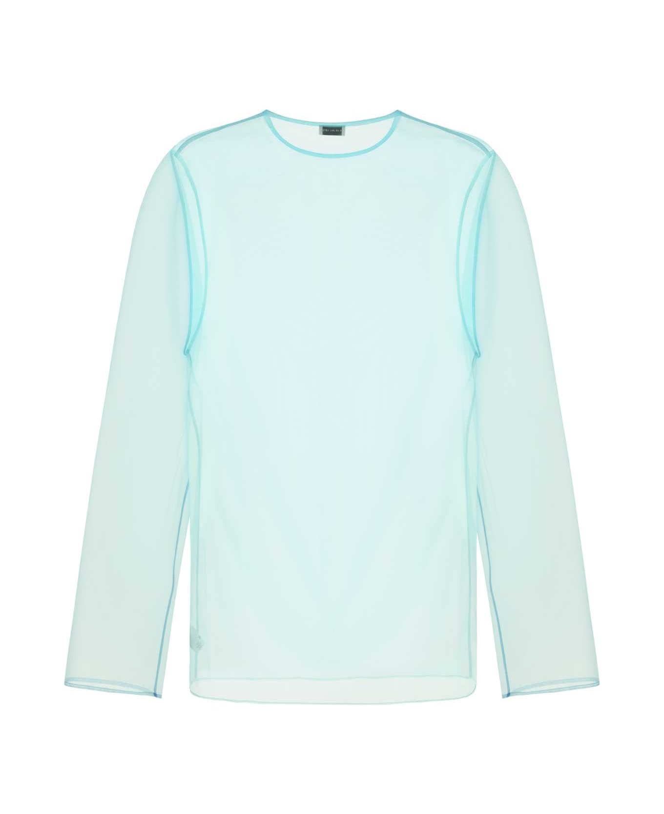 Dries Van Noten Light Blue Organza Camille Top - TURQUOISE