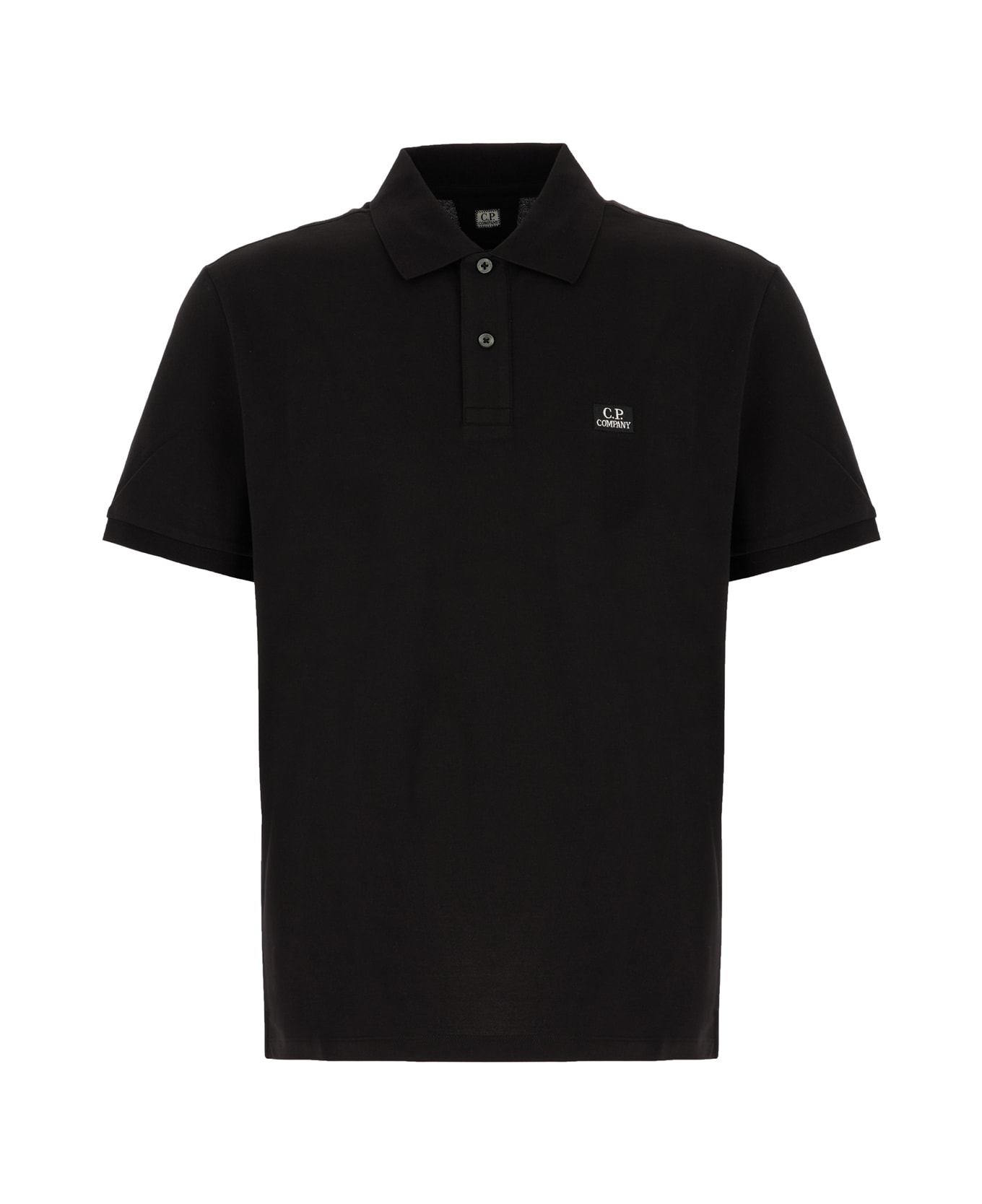 C.P. Company Black Stretch Cotton Polo Shirt - BLACK