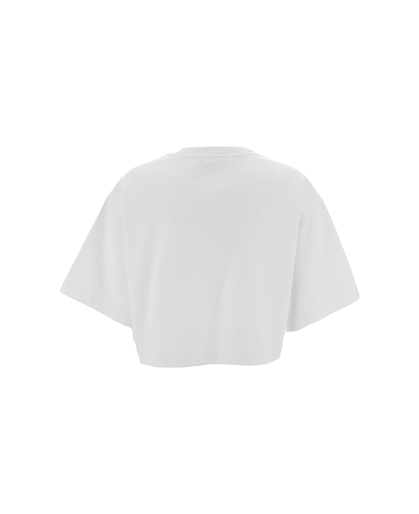 Dolce & Gabbana White Crewneck T-shirt With Dg Logo Ptint In Cotton Woman - White