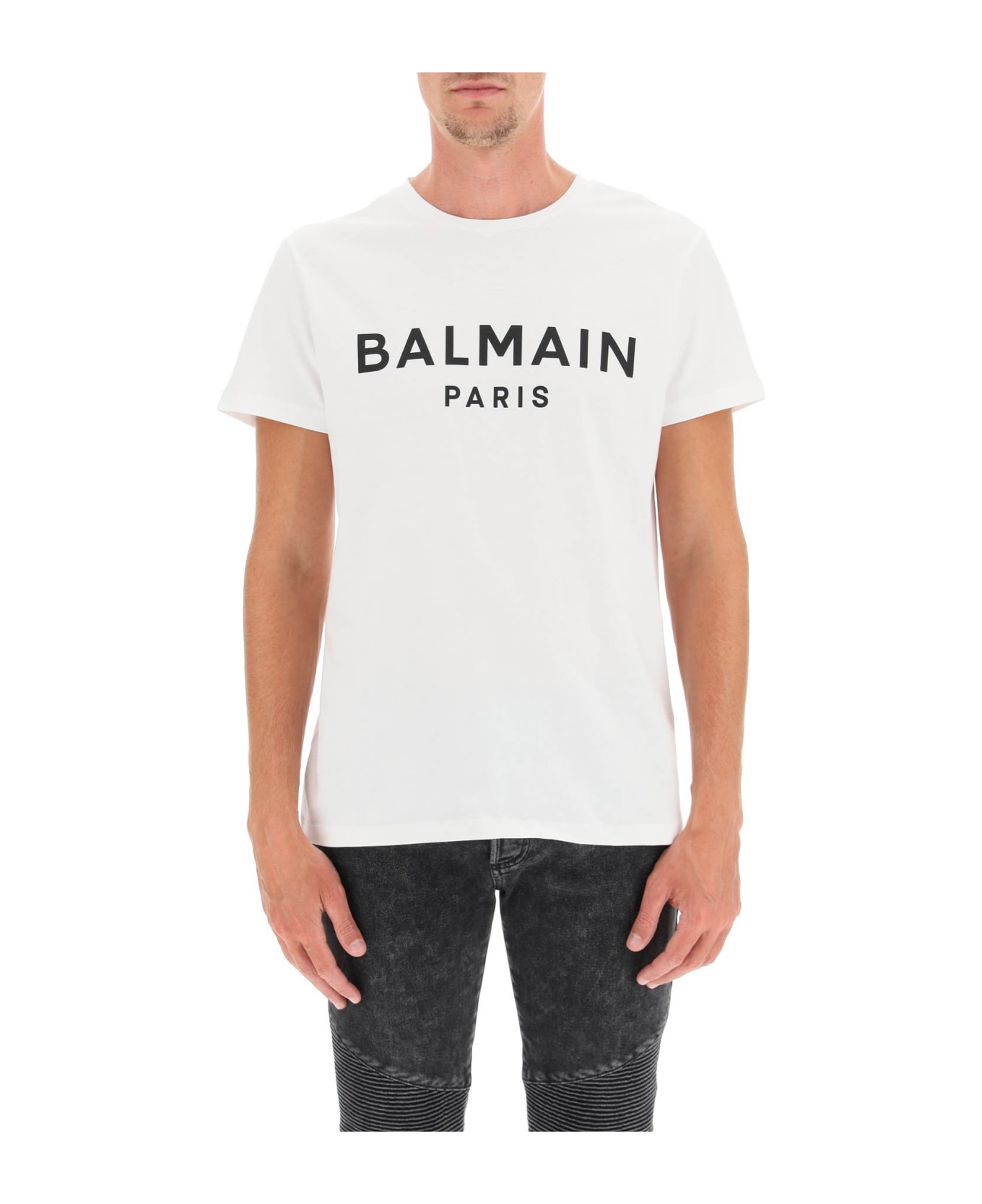 Balmain Logo Print T-shirt - BLANC NOIR (White)