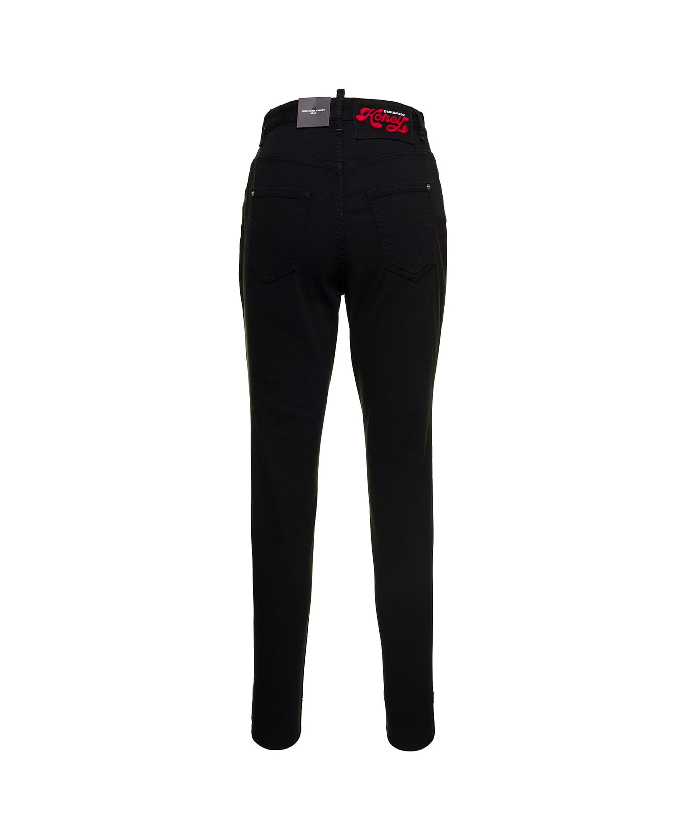 Dsquared2 High-waisted Skinny Jeans With Logo Tag In Stretch Denim - BLACK