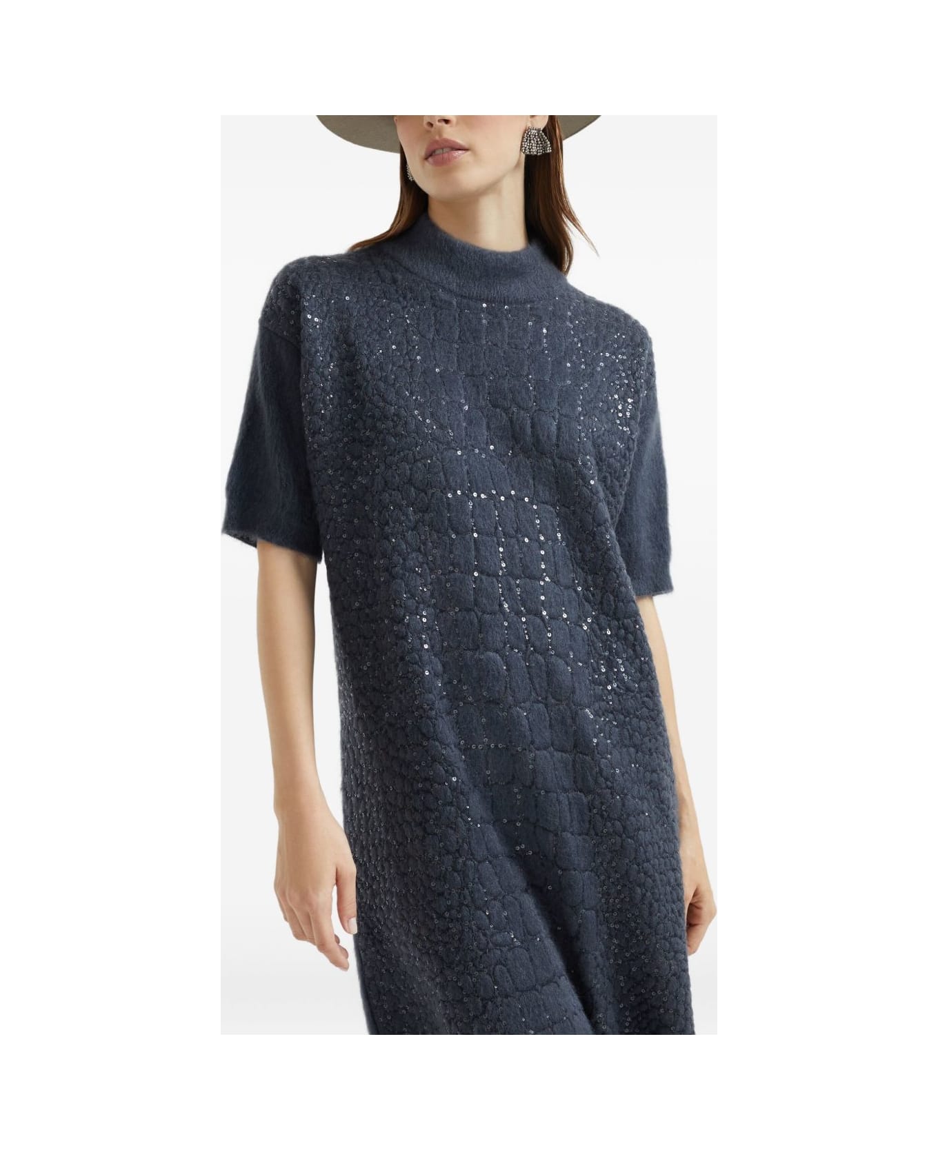 Brunello Cucinelli Wool Turtle-neck Dress - Blue