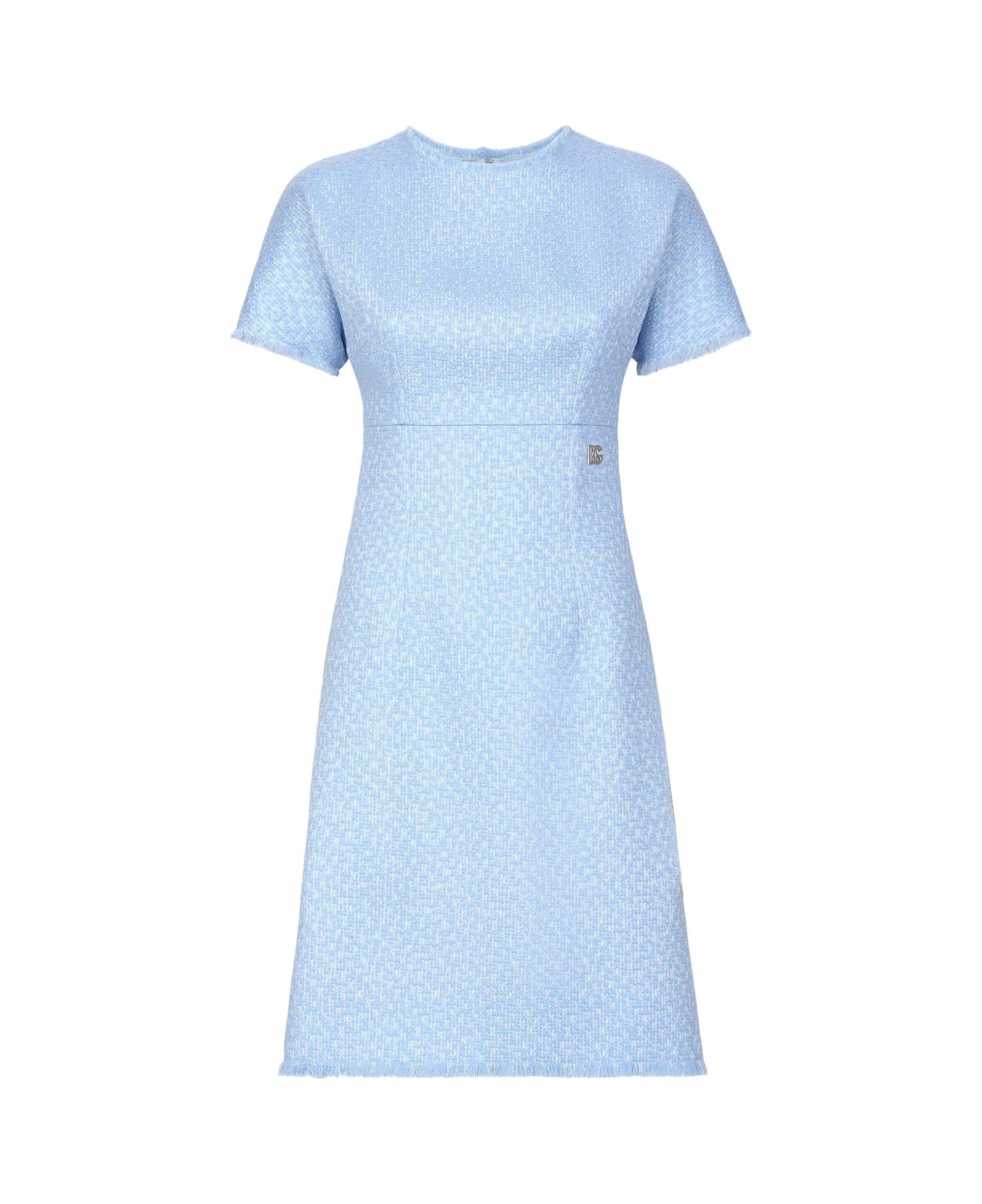 Dolce 
Gabbana Rachel Tweed Dress With Dg Logo - Clear Blue