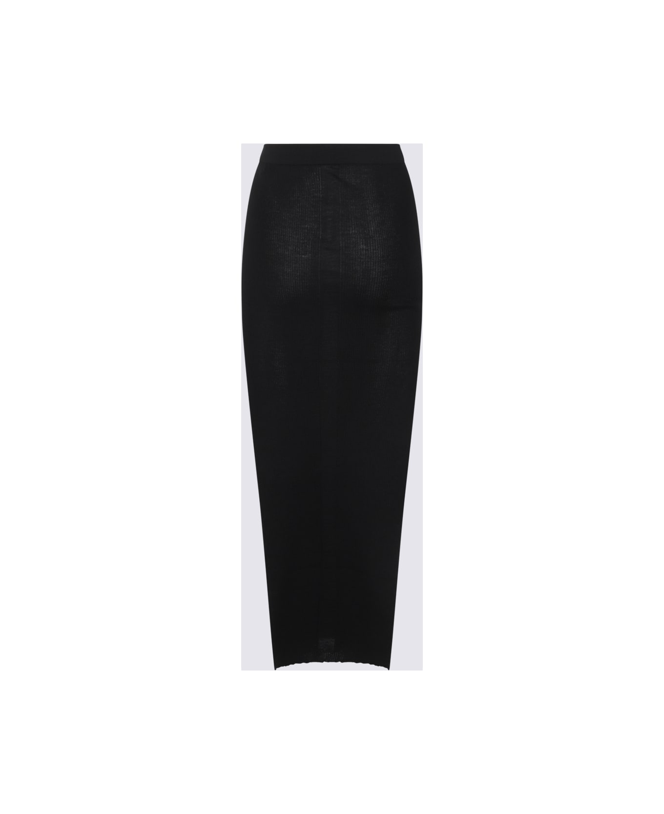 Rick Owens Black Cotton Midi Skirt - Black