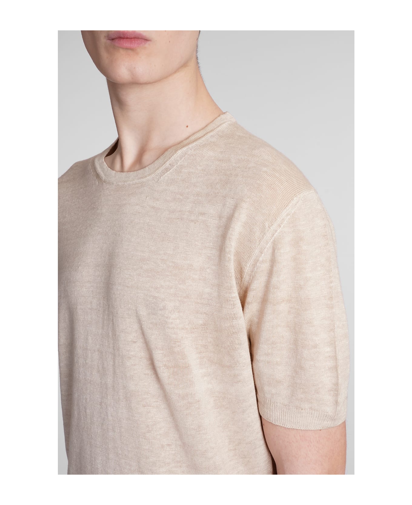 120% Lino T-shirt In Beige Linen - beige