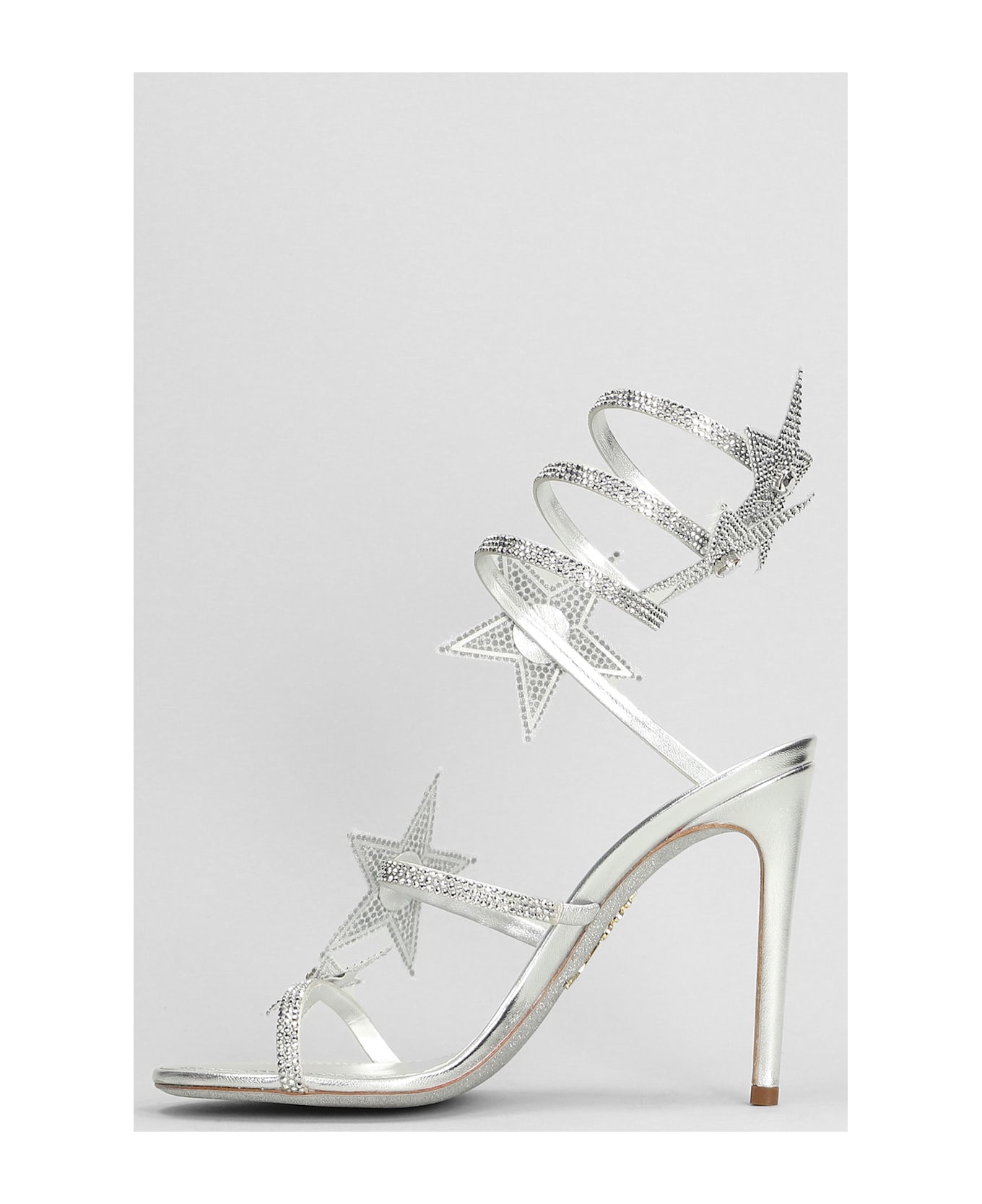 René Caovilla Star Cleo Sandals In Silver Leather - silver