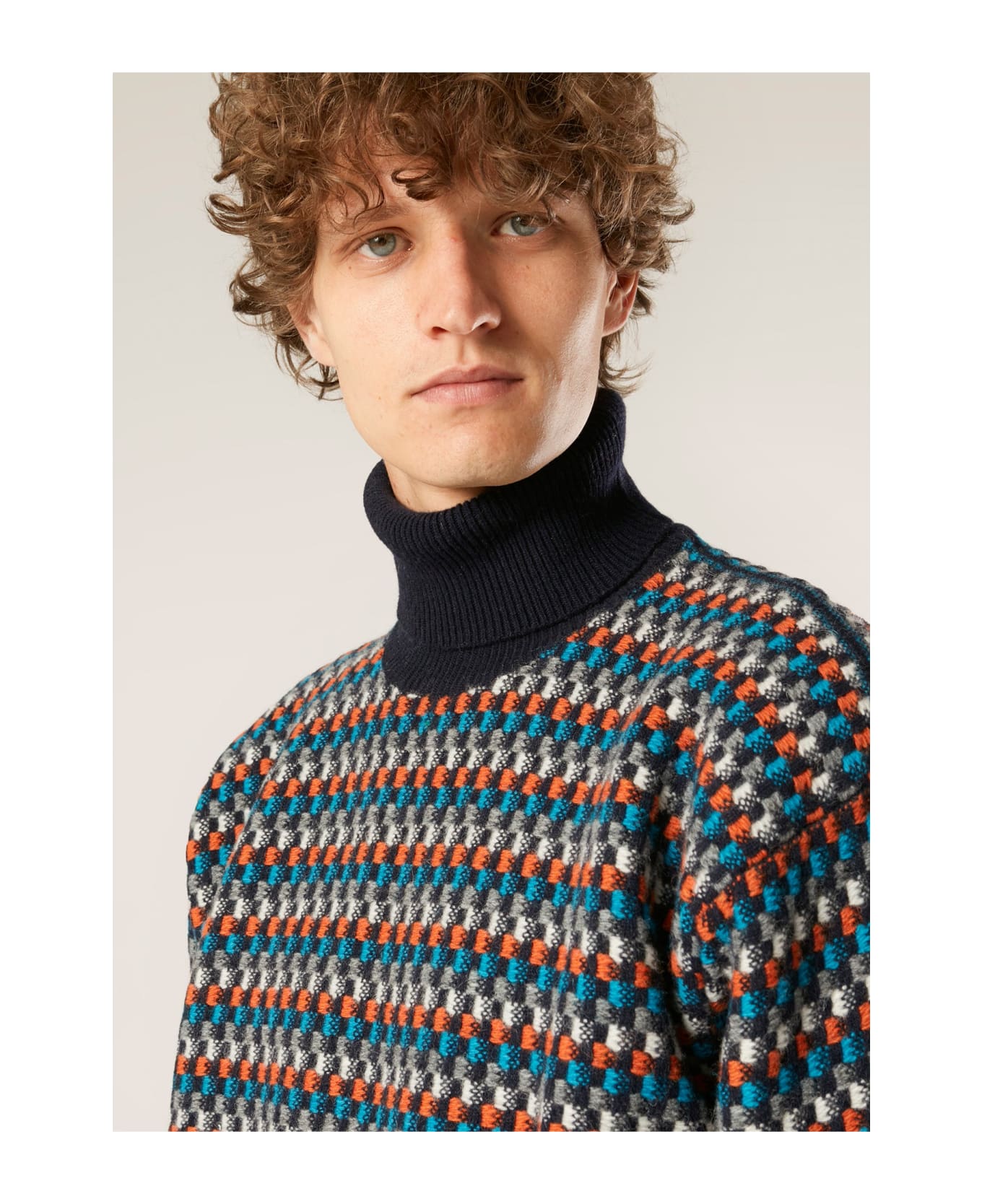 doppiaa Aamintore Wool Turtleneck With Geometric Pattern