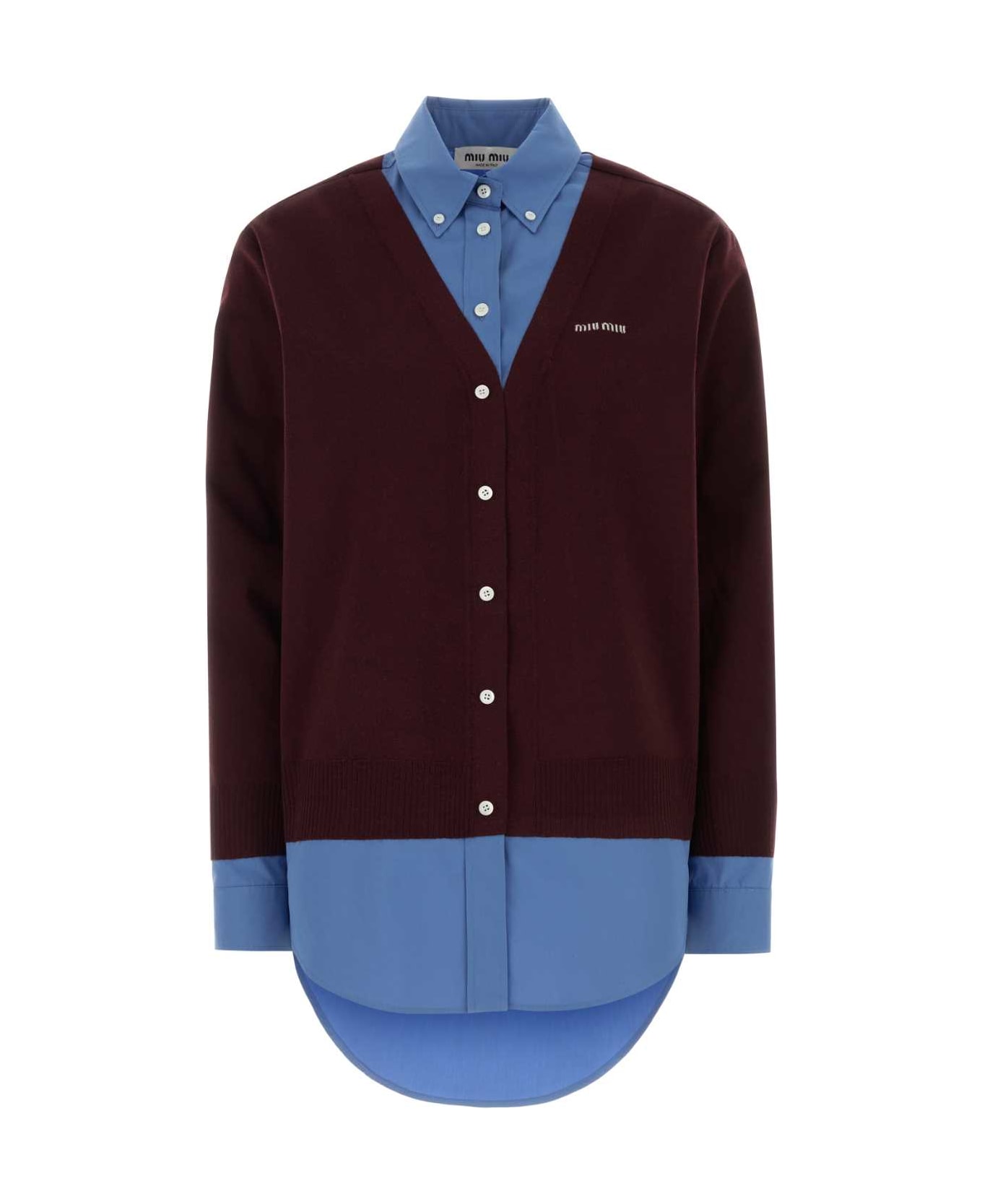 Miu Miu Burgundy Wool Cardigan - BORDEAUXPERVINCA