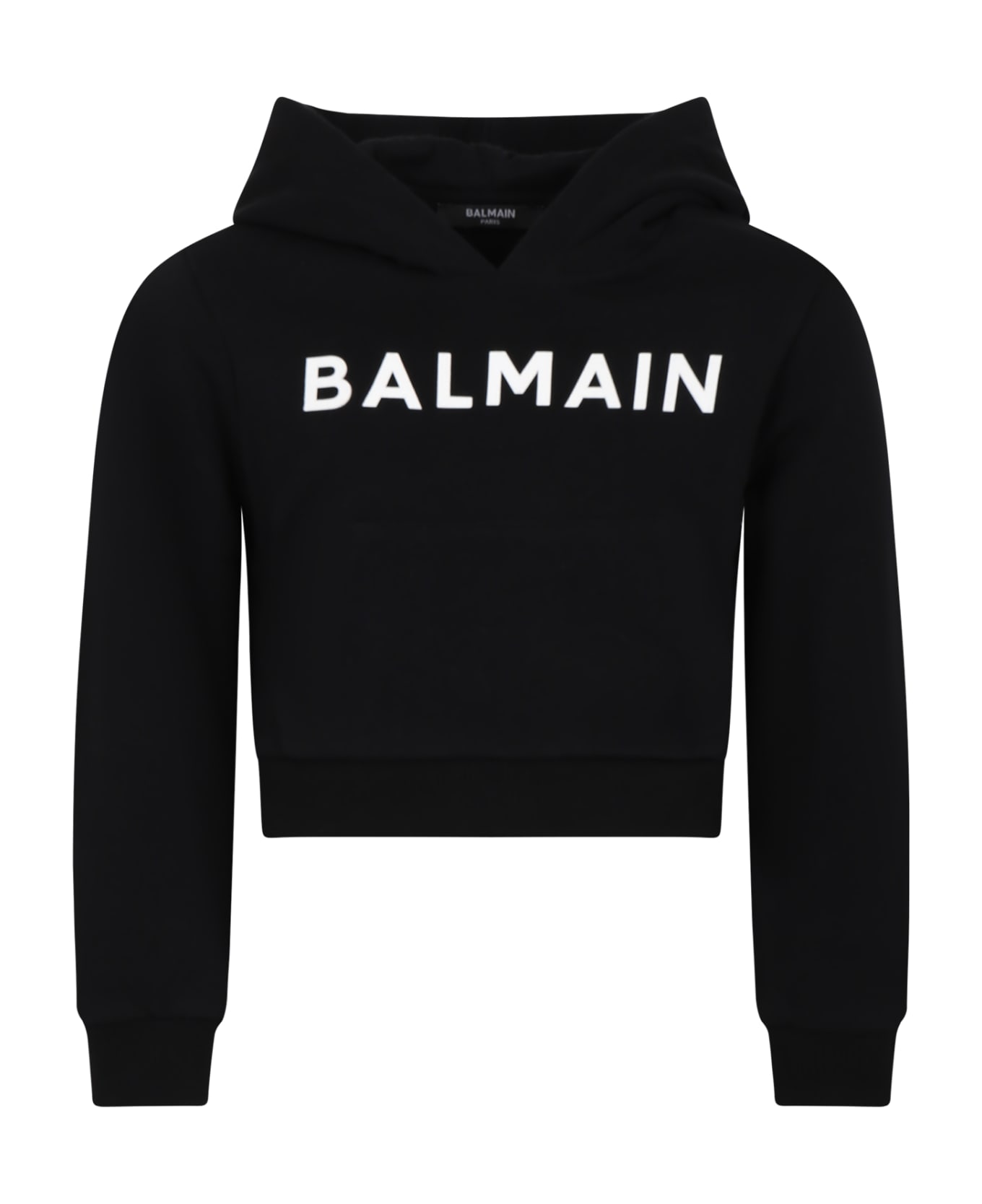 Balmain Black Sweatshirt For Girl With Logo - Black ニットウェア＆スウェットシャツ