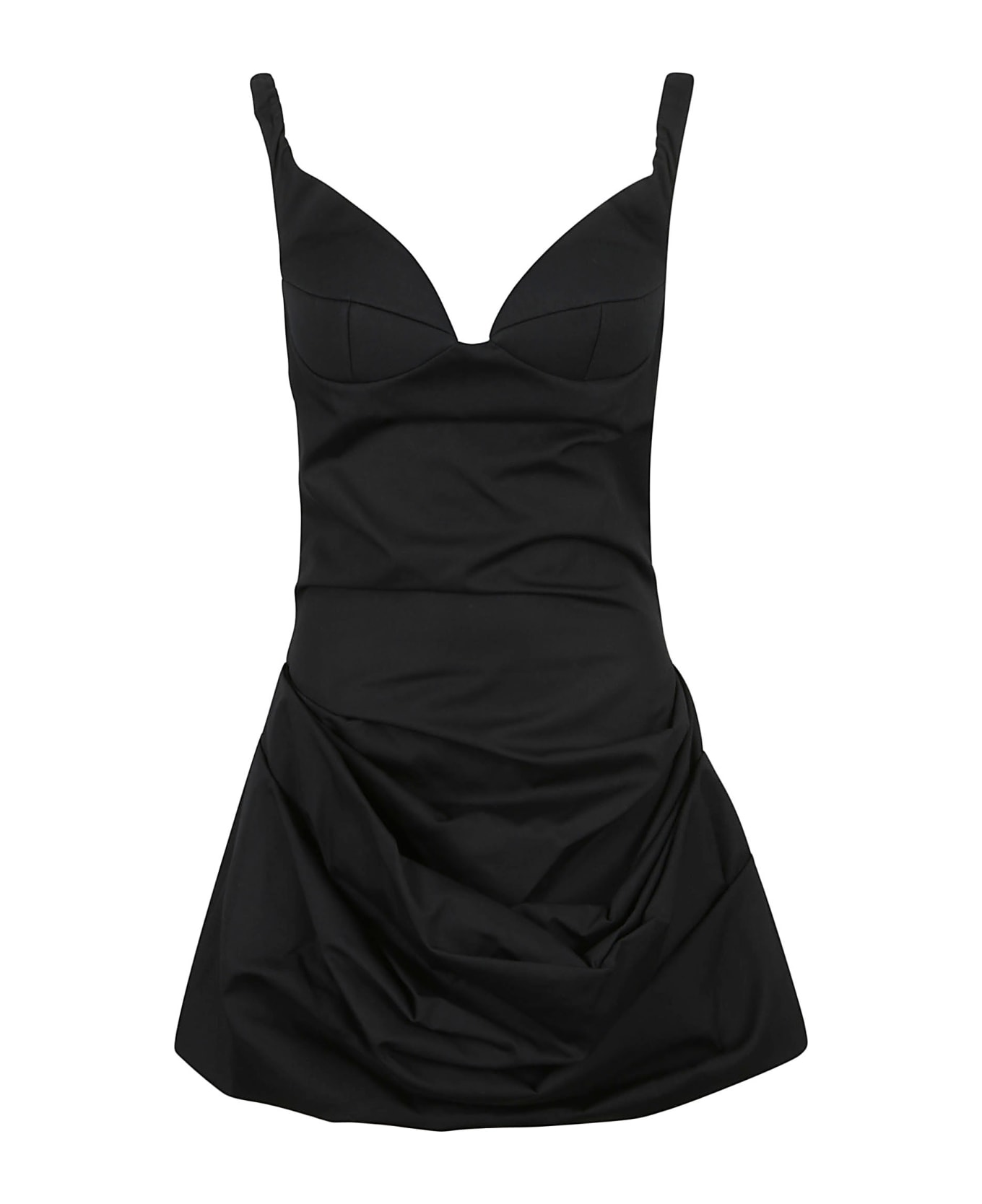 Magda Butrym Rear Zip Flared Short Dress - Black