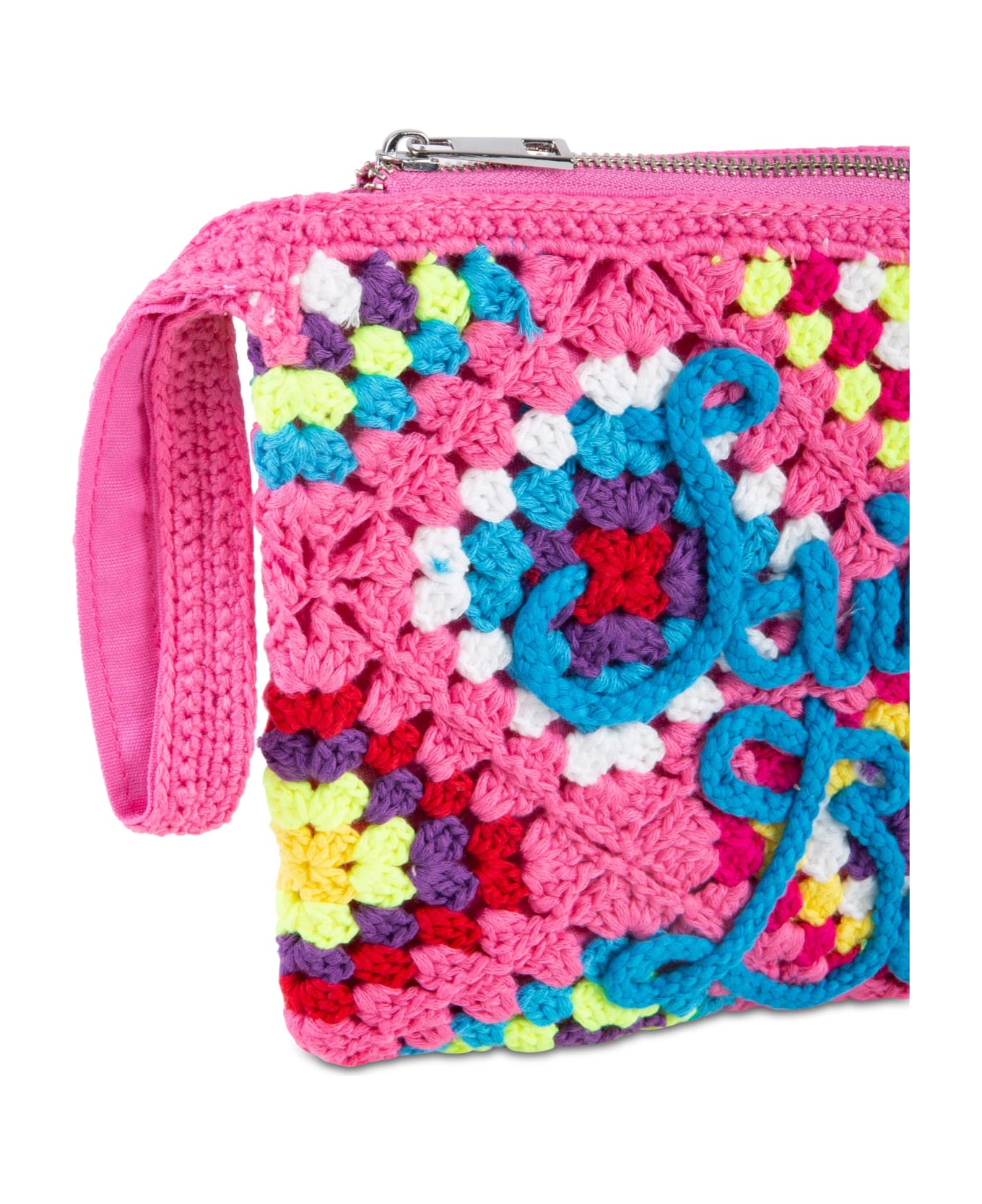 MC2 Saint Barth Parisienne Pink Crochet Pochette With Saint Barth Embroidery - PINK