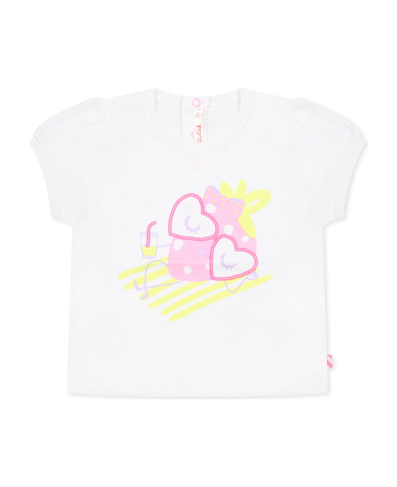Billieblush White T-shirt For Baby Girl With Strawberry Print - White