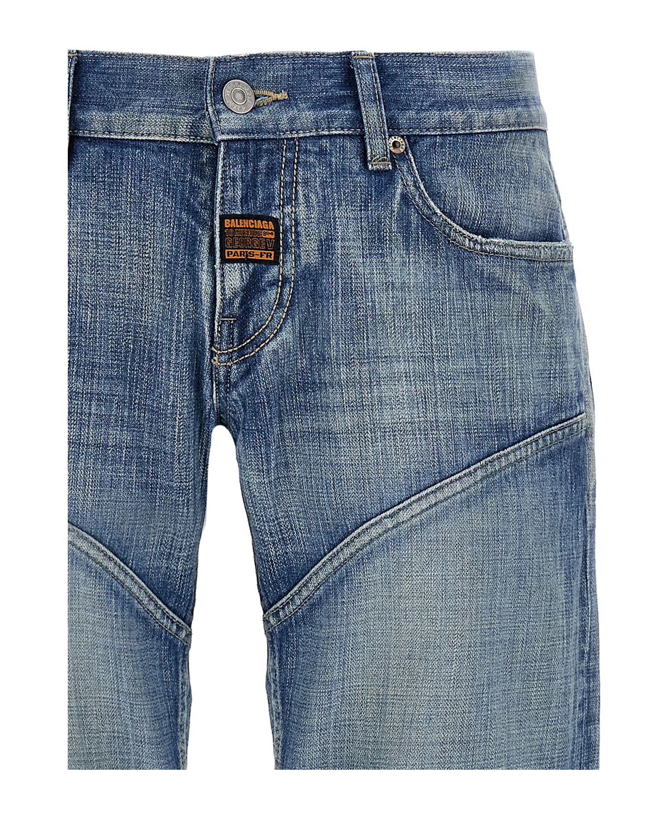 Balenciaga Relief Stitching Jeans - Blue