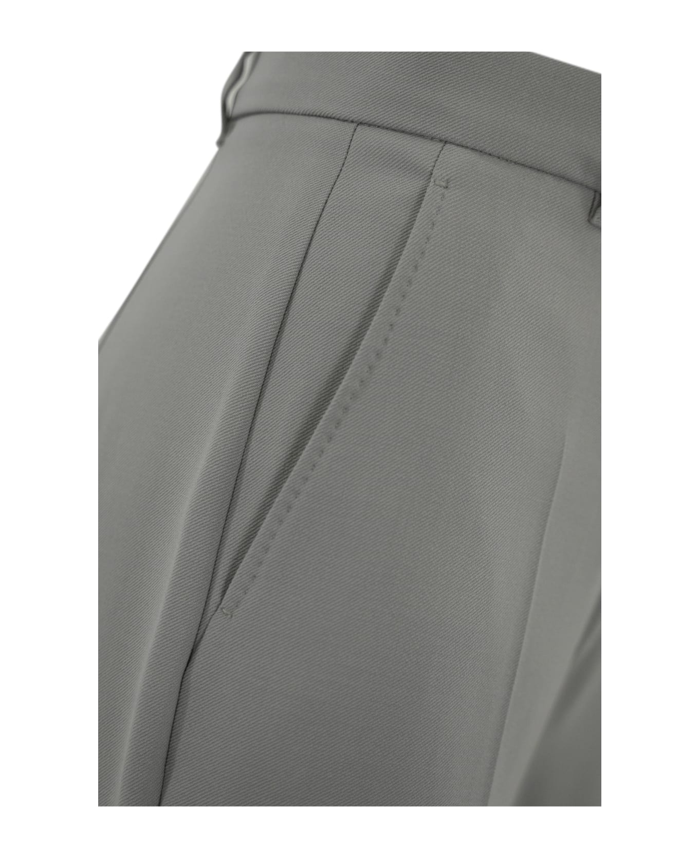 Max Mara Studio Quasar Trousers In Wool Crepe Satin - Grey