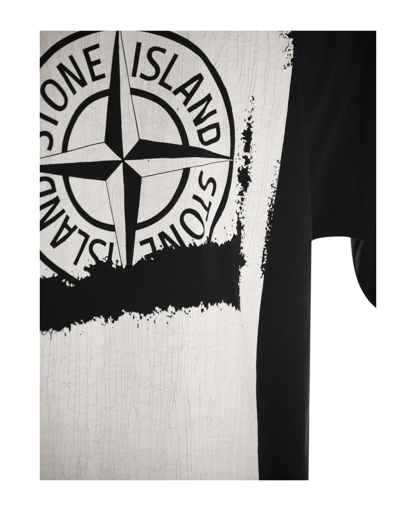 Stone Island Logo Printed Crewneck T-shirt - Nero