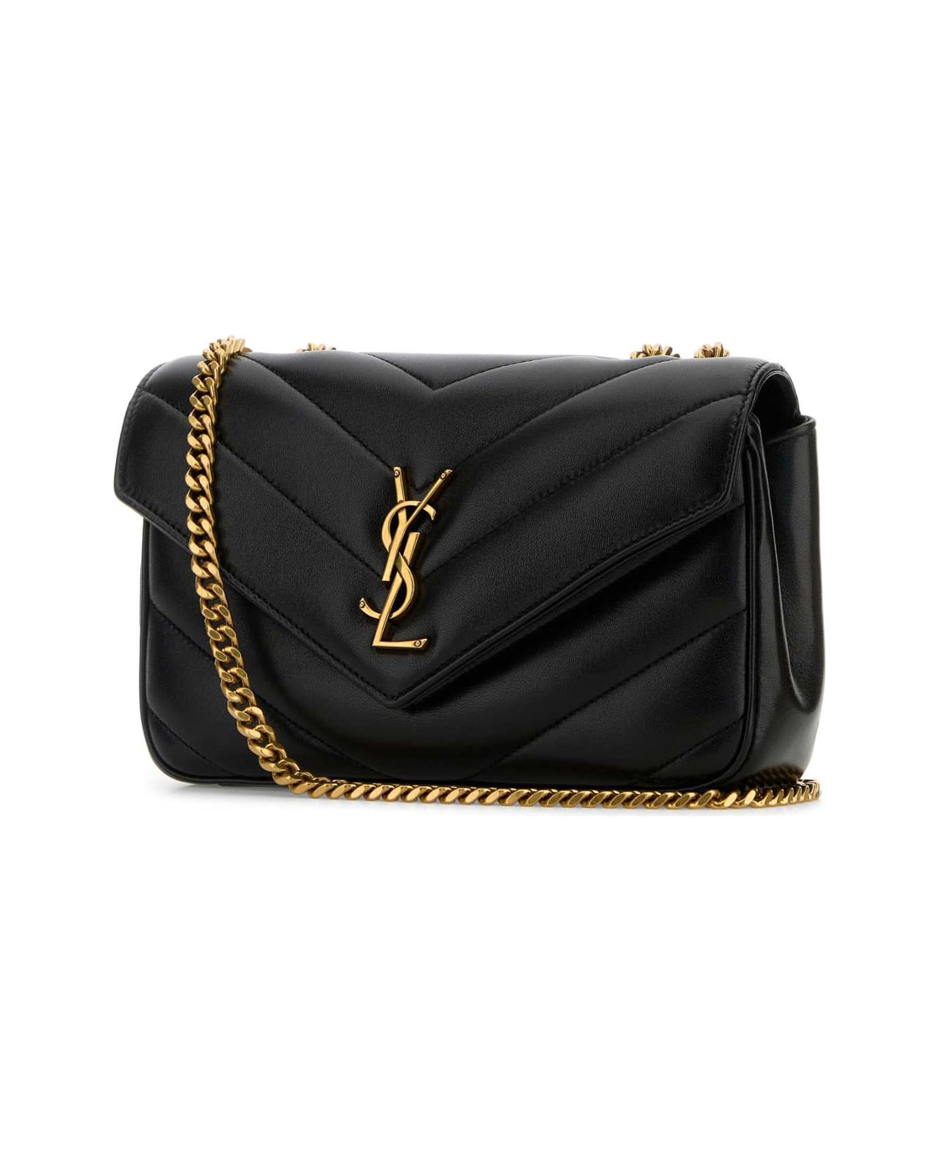 Saint Laurent Black Leather Small Loulou Shoulder Bag - NERO