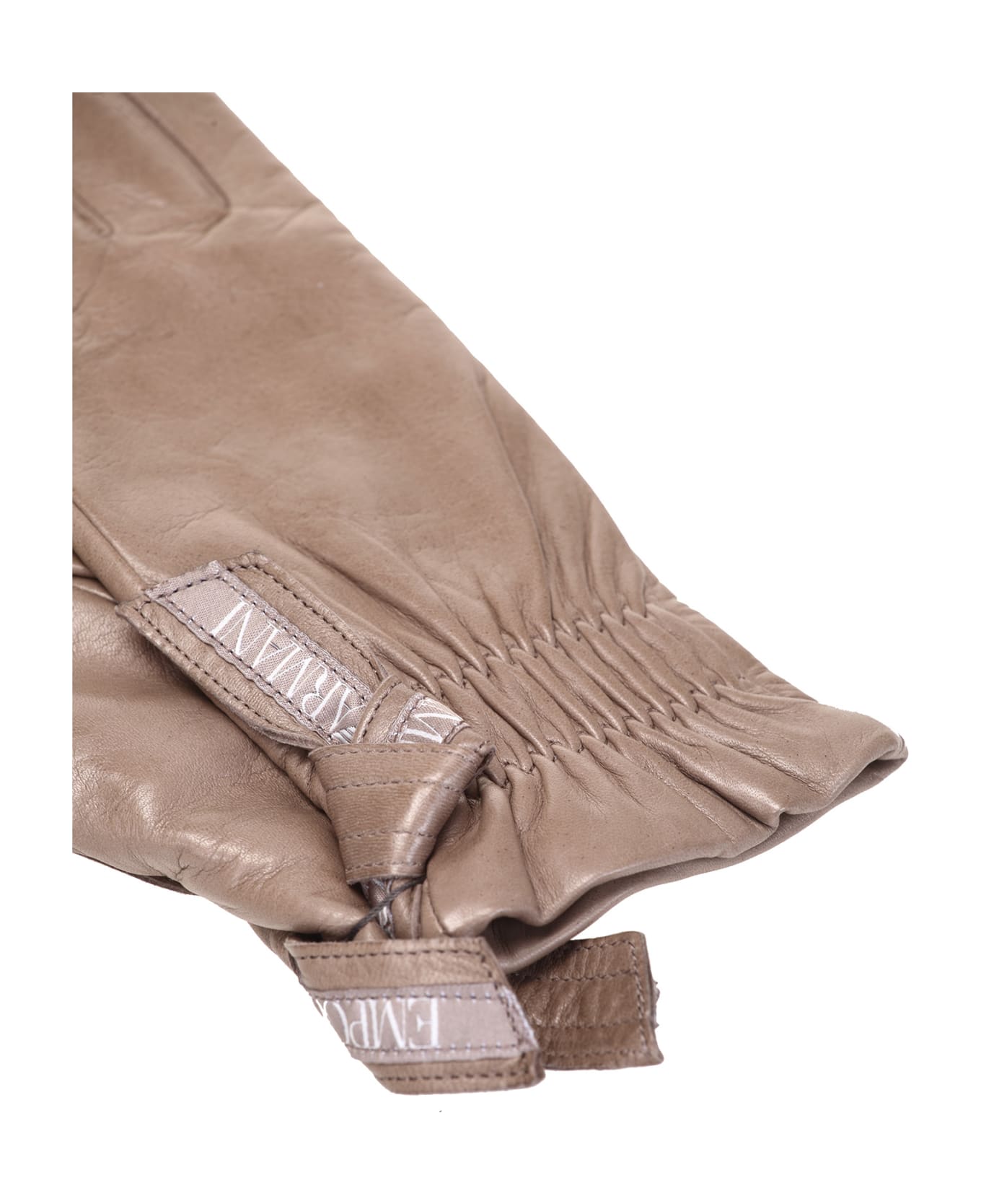 Emporio Armani Leather gloves - Tortora