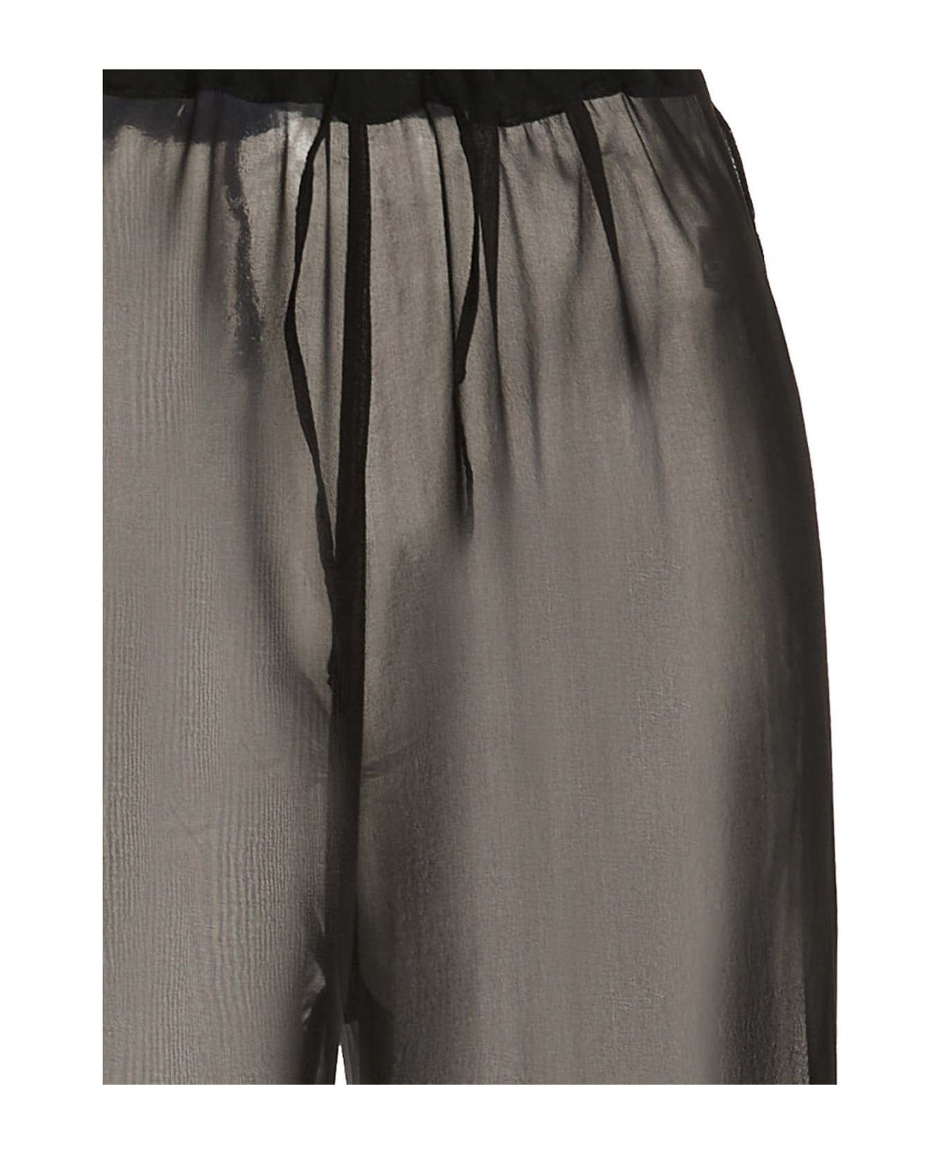 Oseree Feather Silk Pants - Black  
