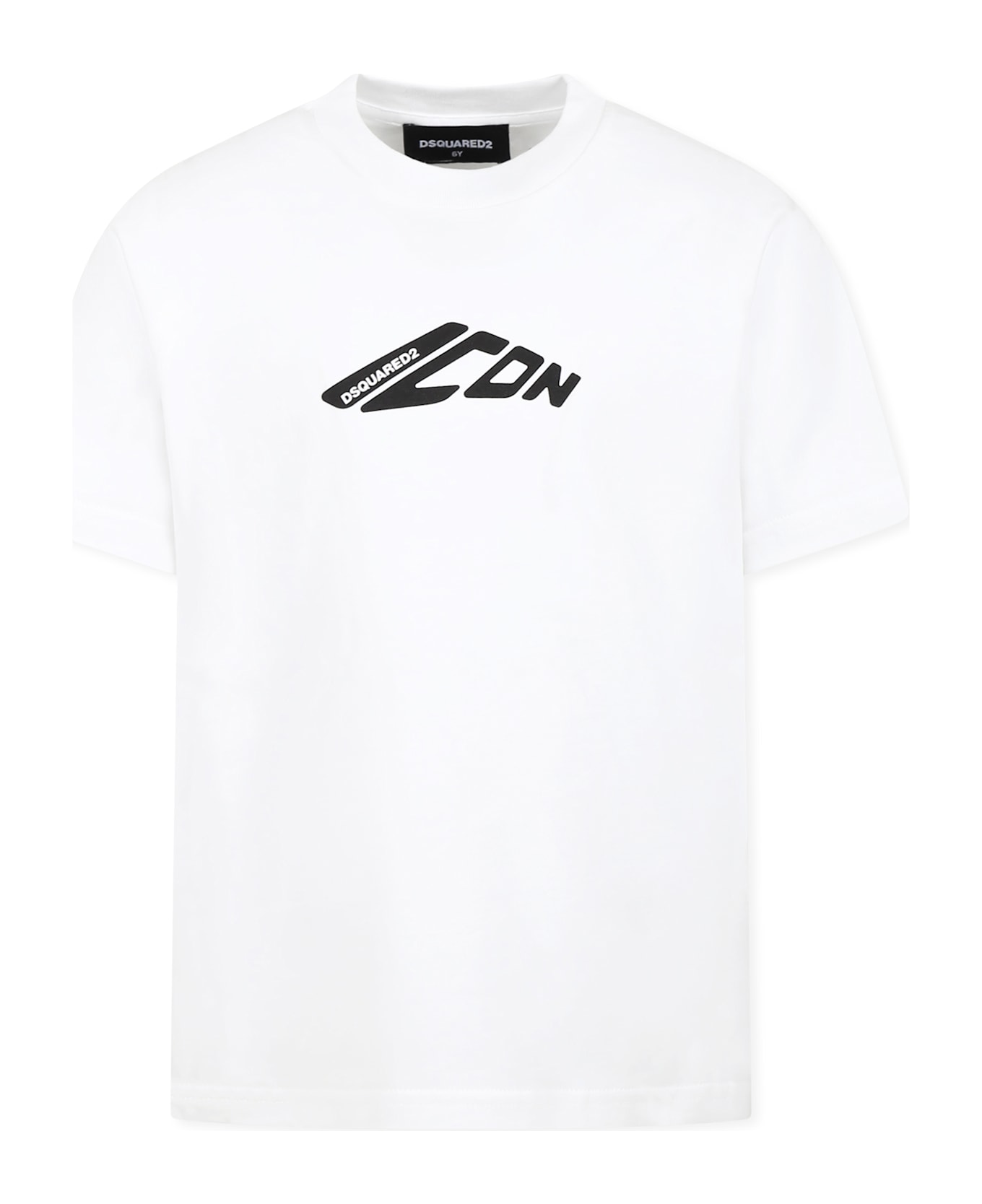 Dsquared2 White T-shirt For Boy With Black Logo - White
