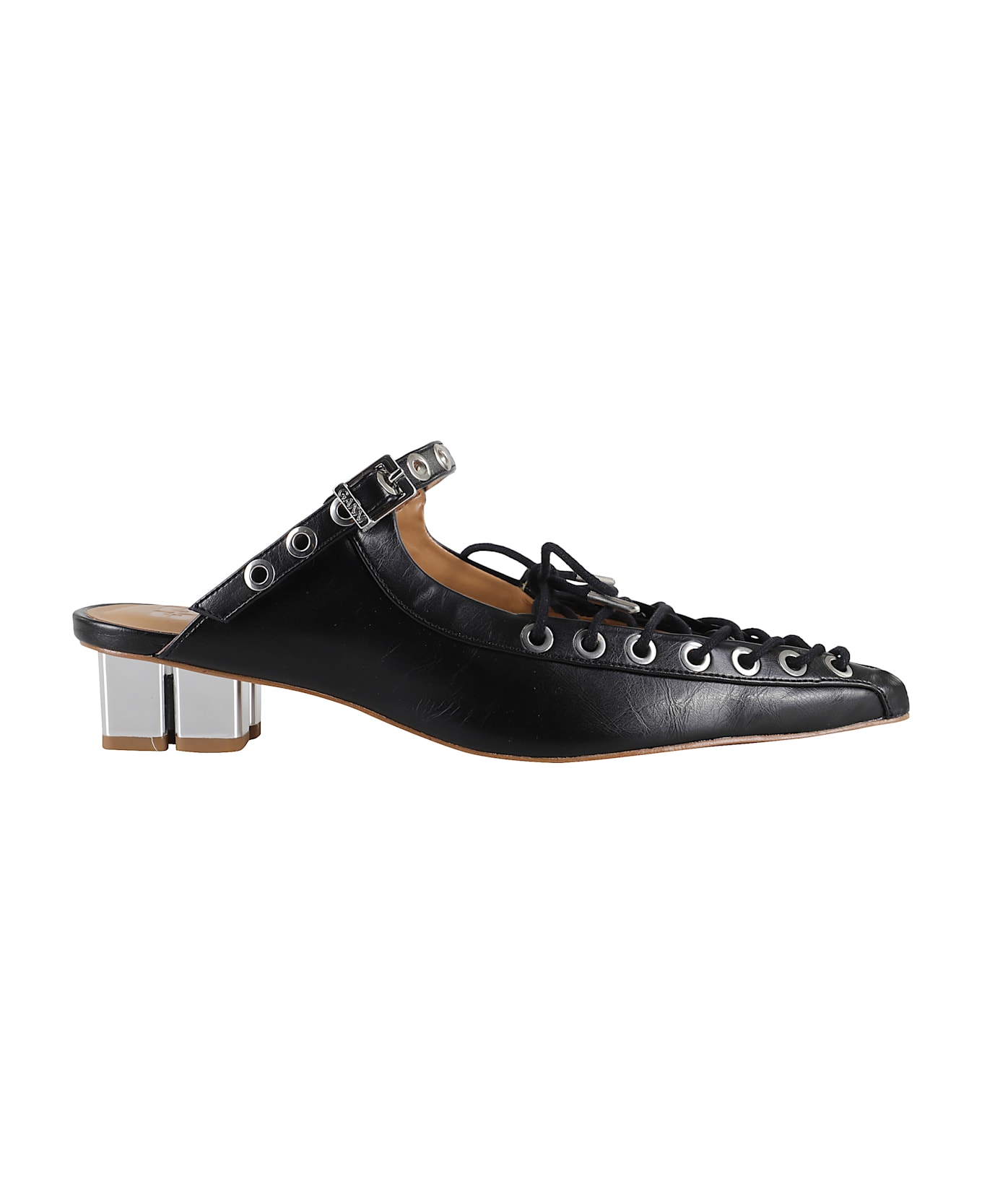 Ganni Slipper-mule In Black Polyuretan