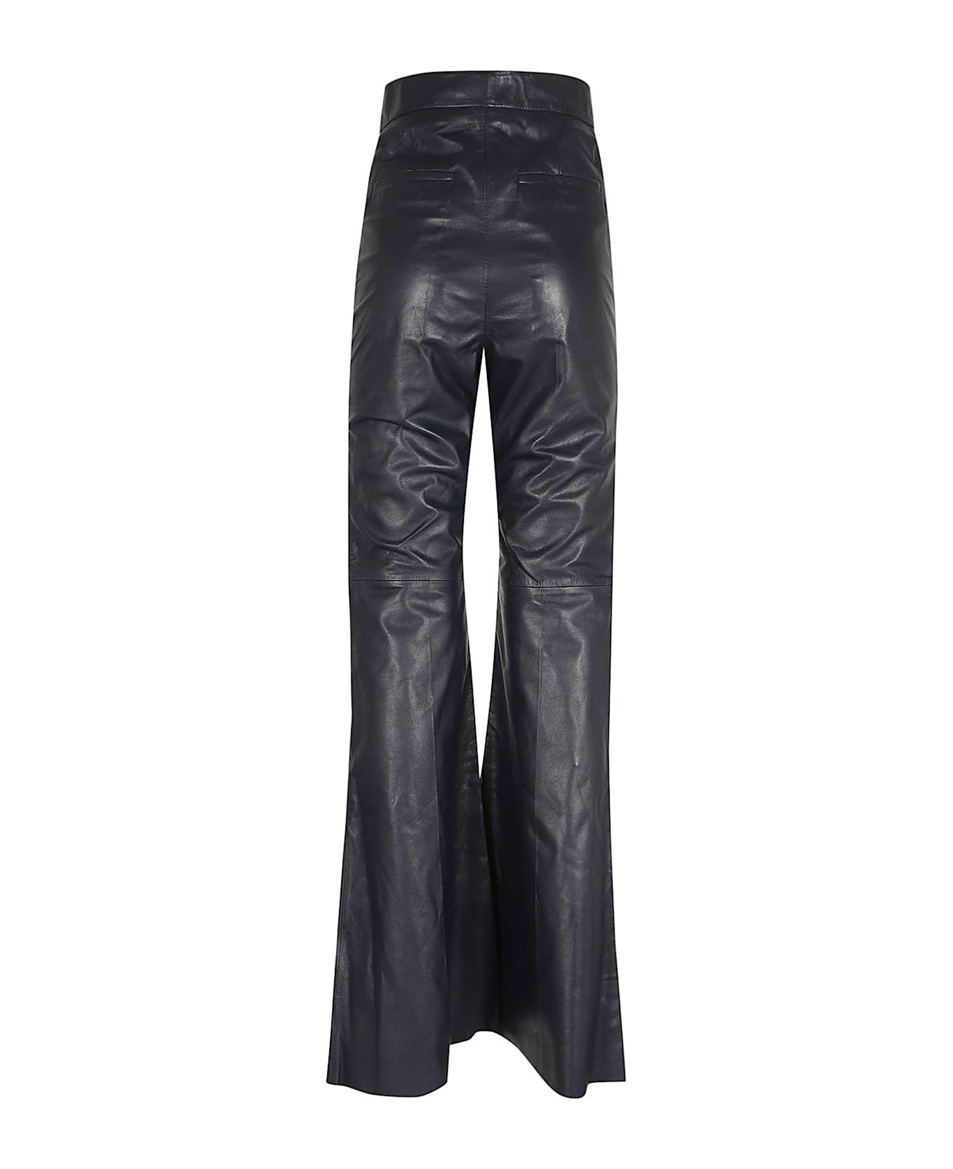 Victoria Beckham Flared Leather Trouser - Ink Blue