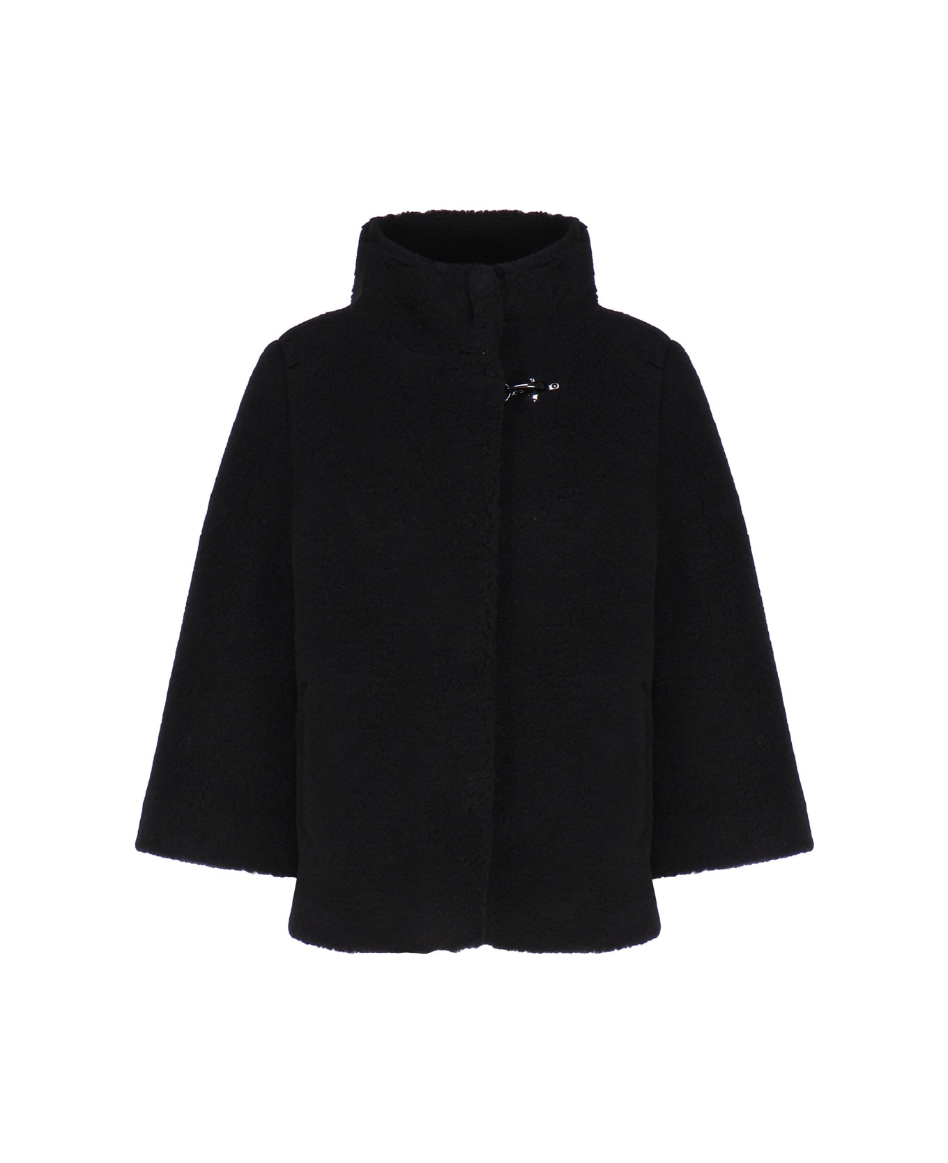 Fay Cape With Wide High Neck And Hook Fay - BLACK ダウンジャケット