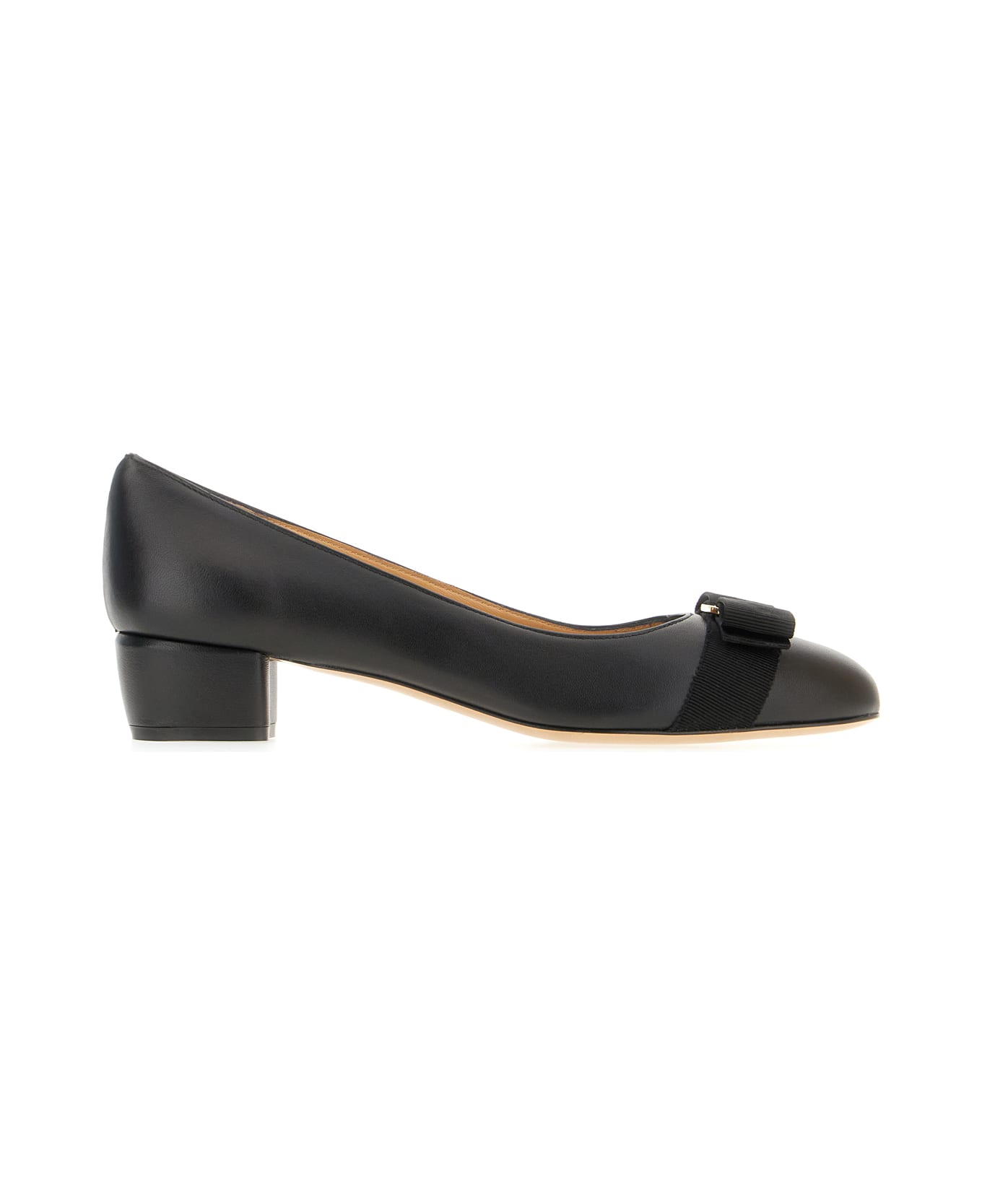 Ferragamo Black Nappa Leather Vara Ballerinas - NERO BISCOTTO