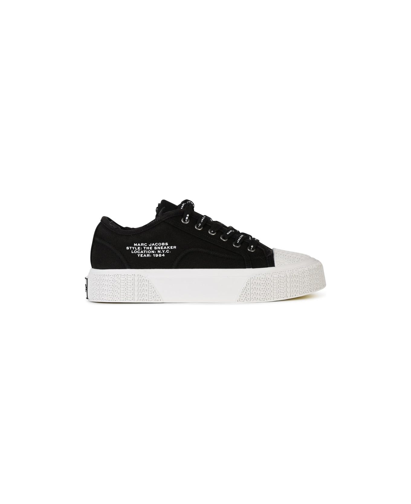Marc Jacobs Black Canvas Sneakers - BLACK/WHITE