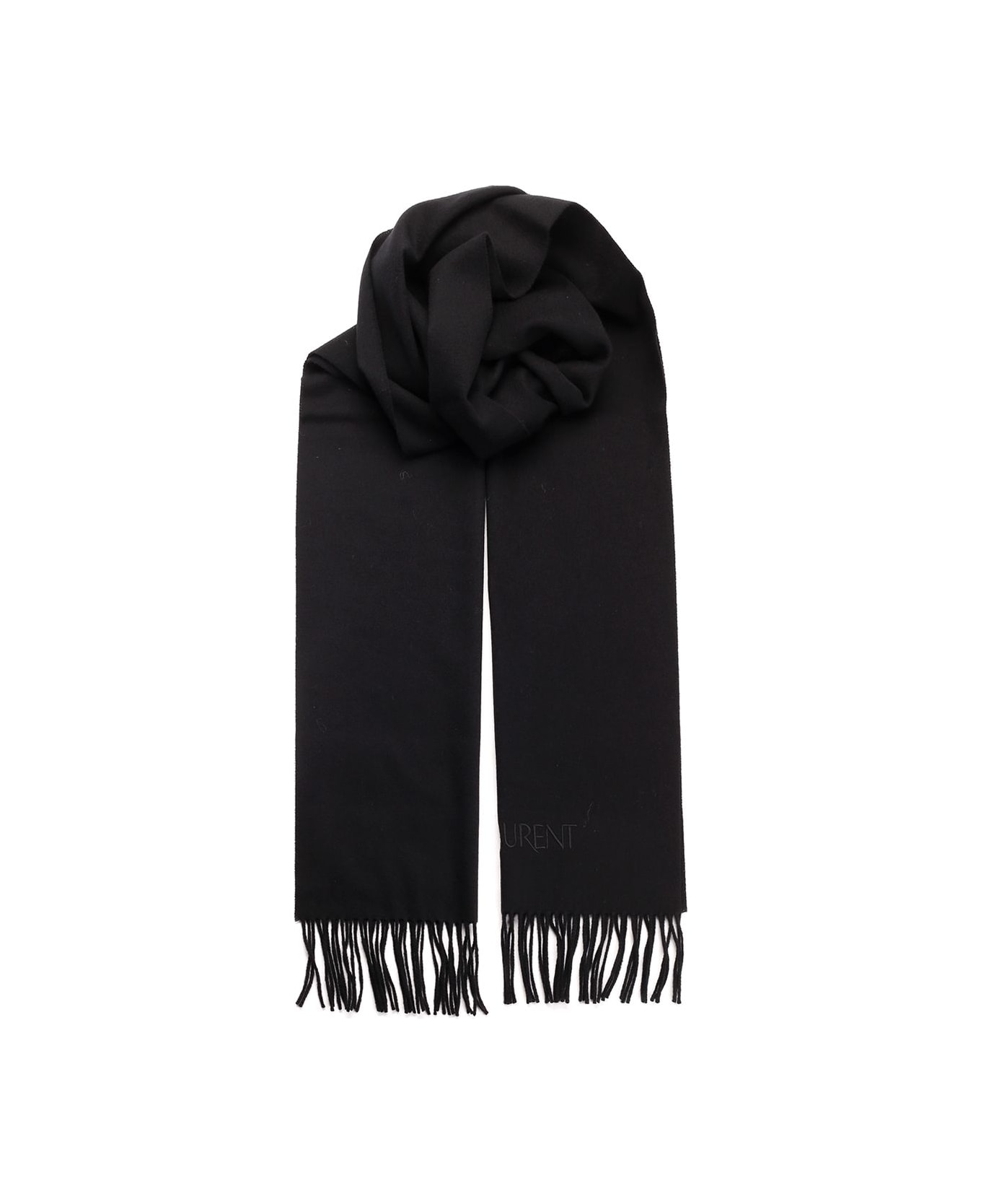 Saint Laurent Scarf In Black Cashmere - Black