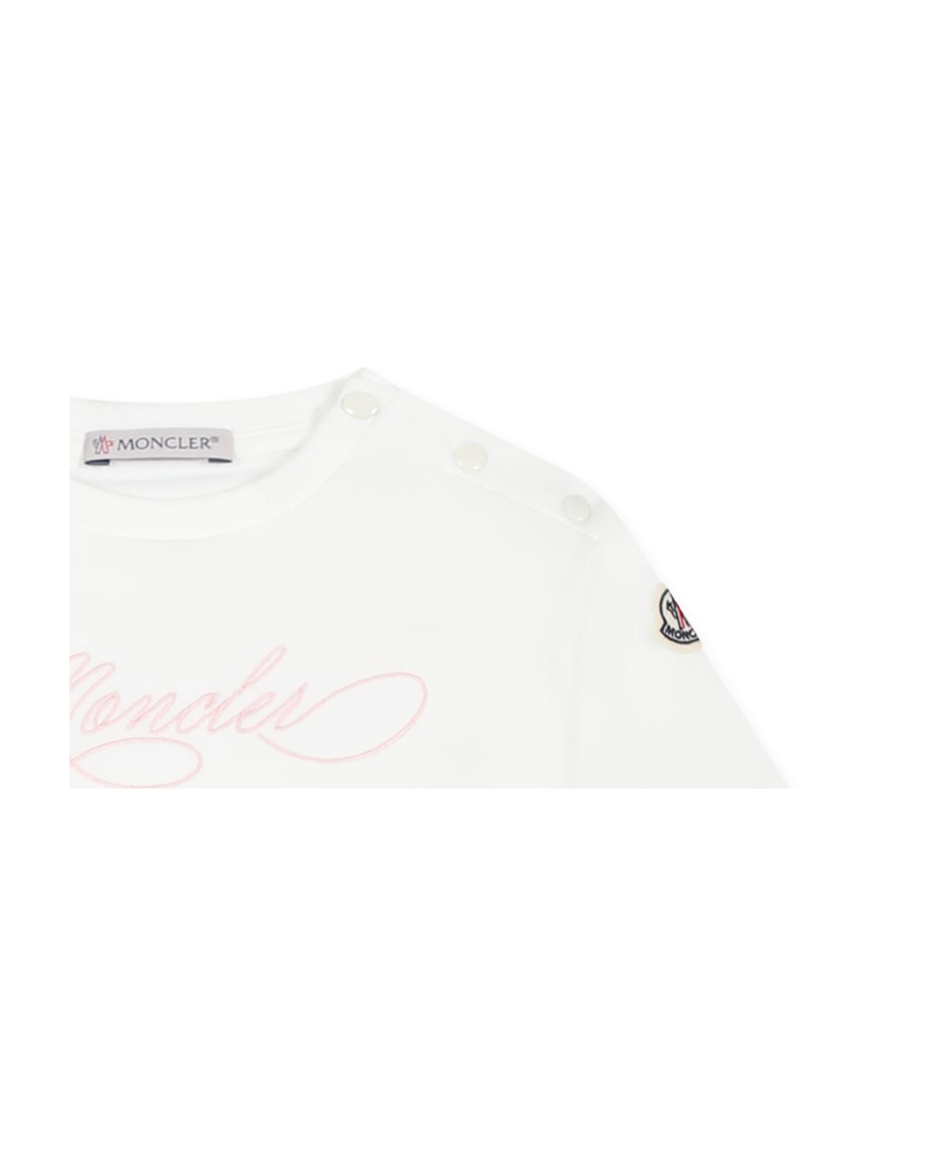 Moncler White Suit For Baby Girl With Logo - White