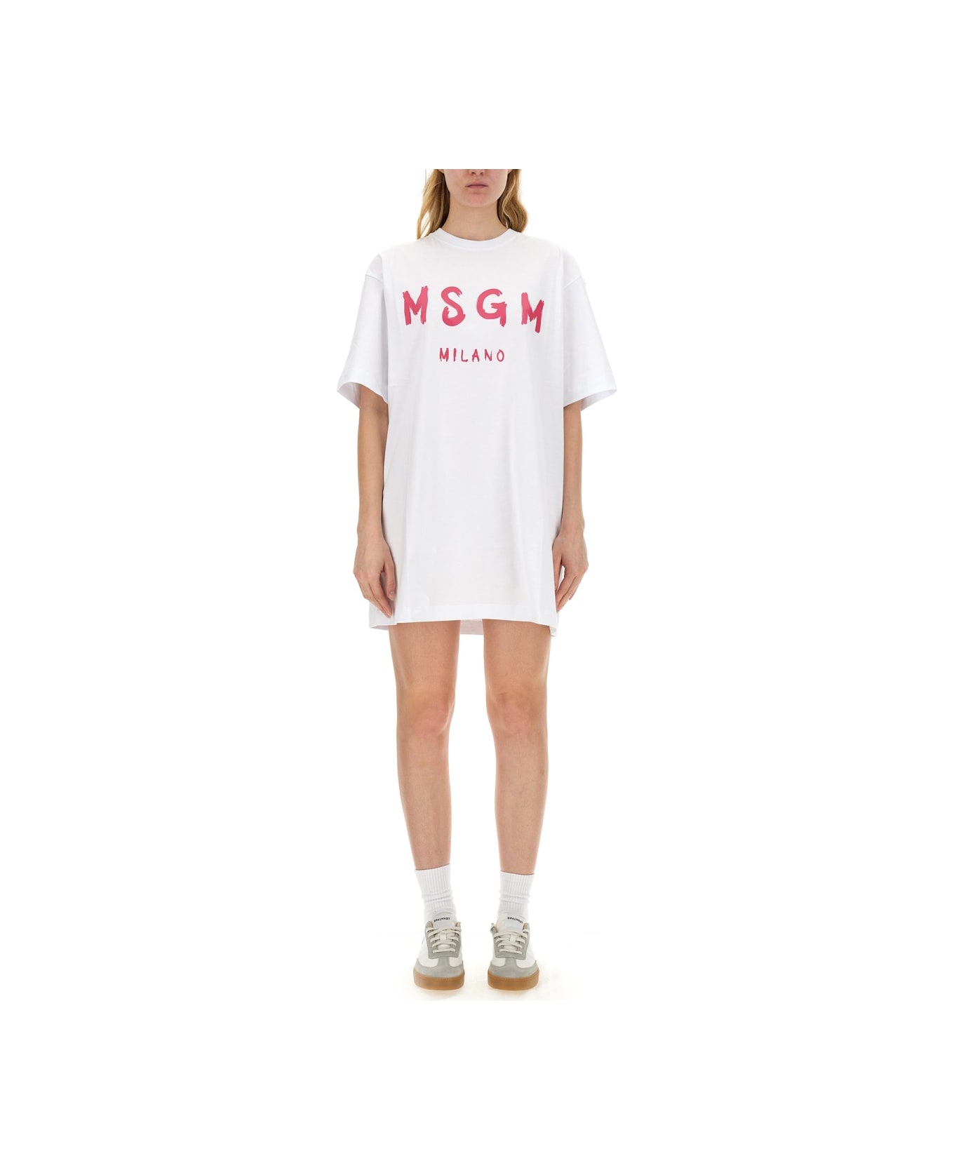 MSGM Dress With Logo - WHITE