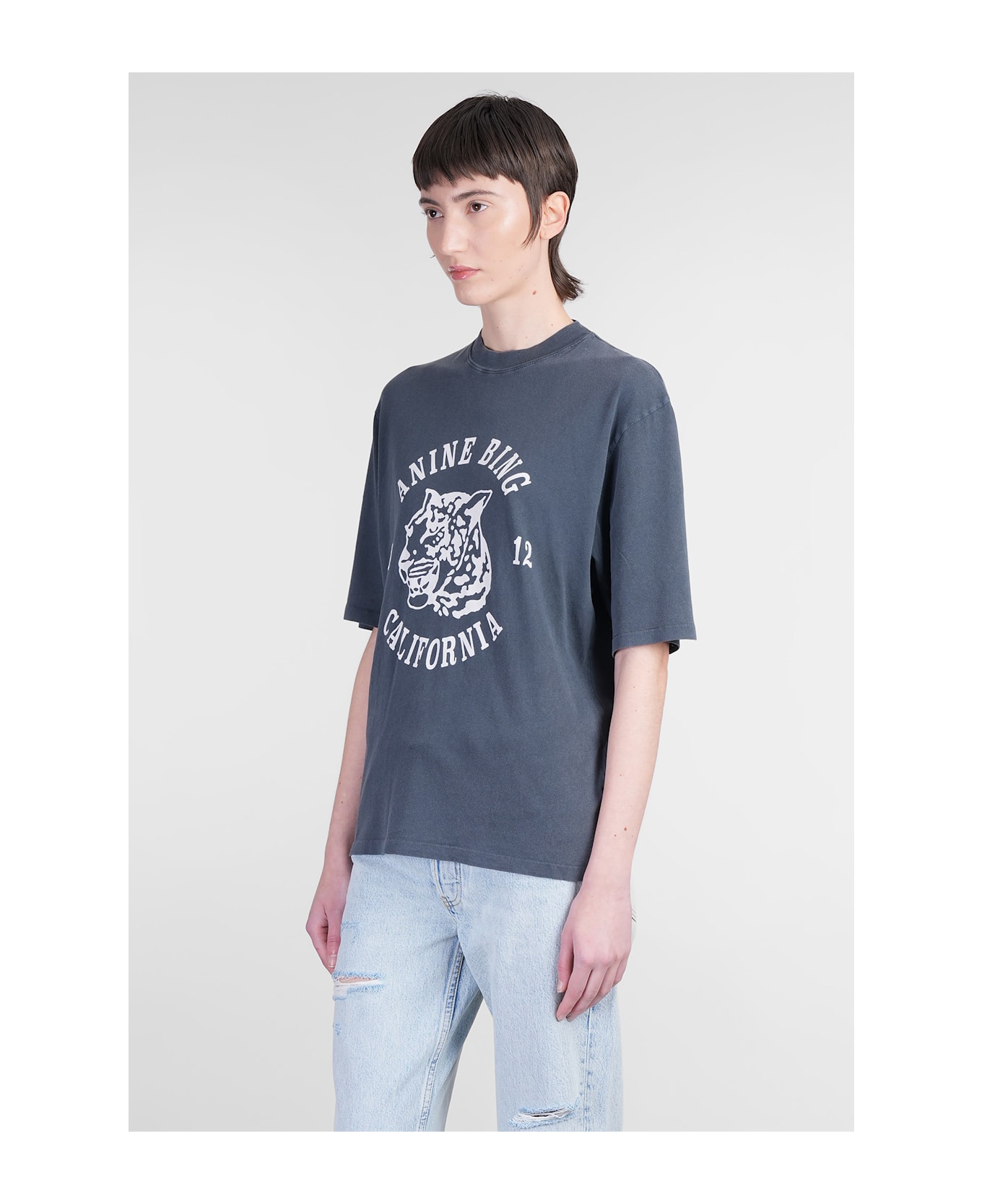 Anine Bing Avi T-shirt In Black Cotton - black