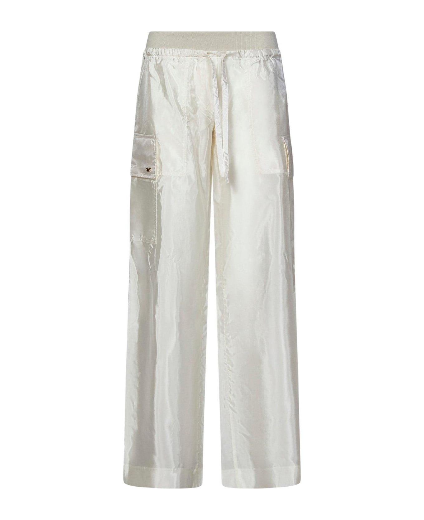Palm Angels High-shine Satin Parachute Trousers - White ボトムス