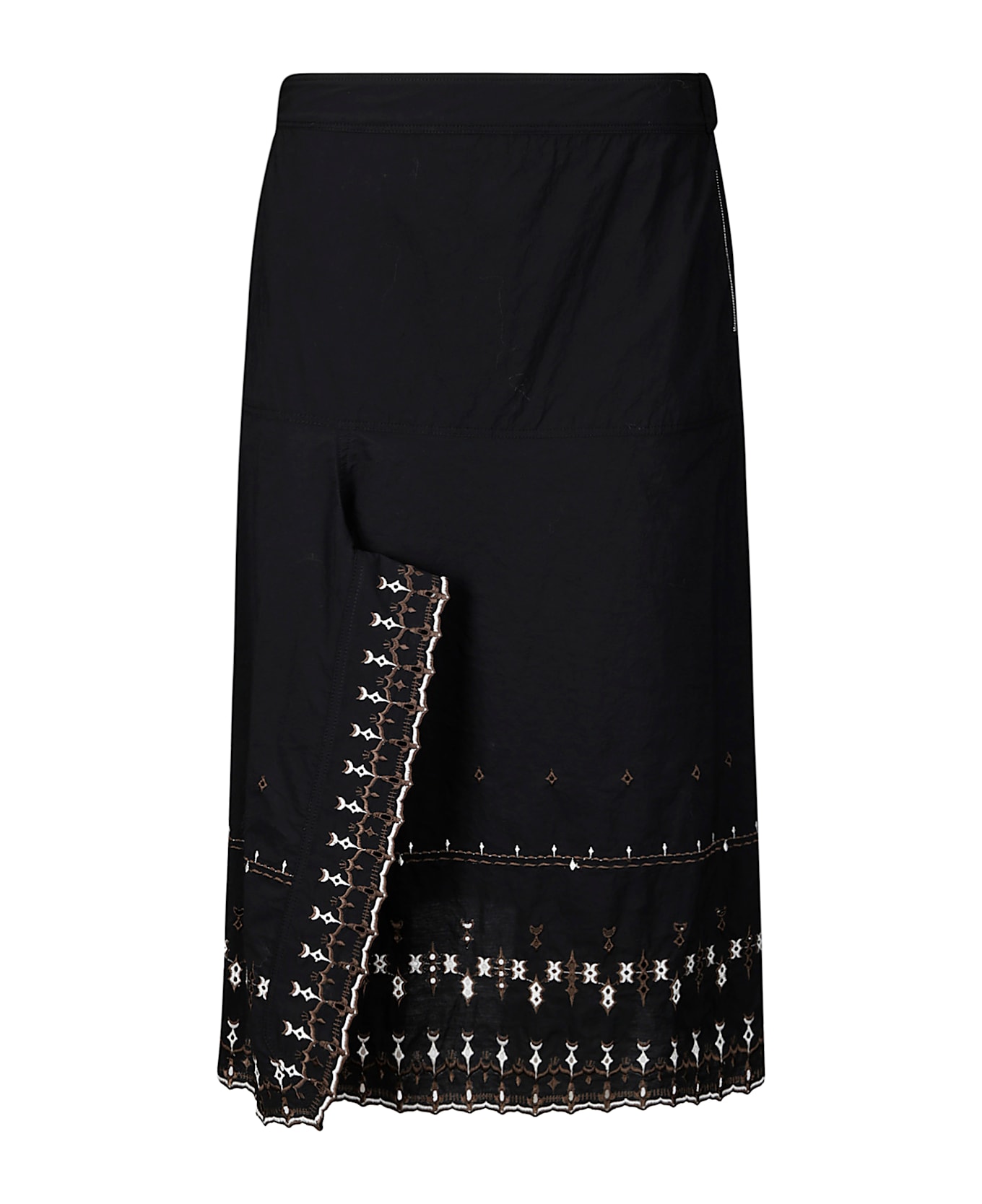 Lemaire Embroidered Skirt With Slit - BLACK