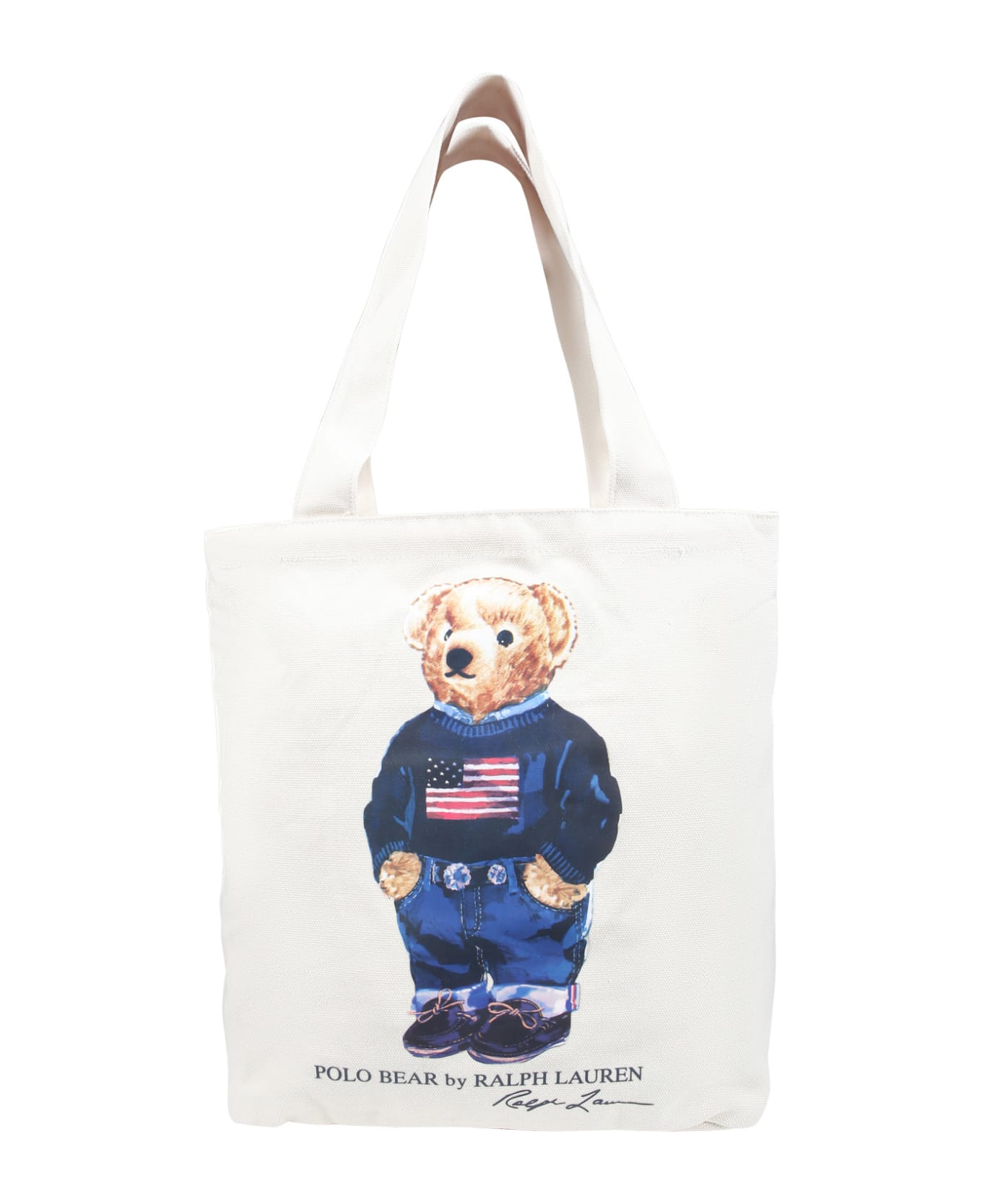 Ralph Lauren Ivory Casual Bag For Kids With Bear - Ivory