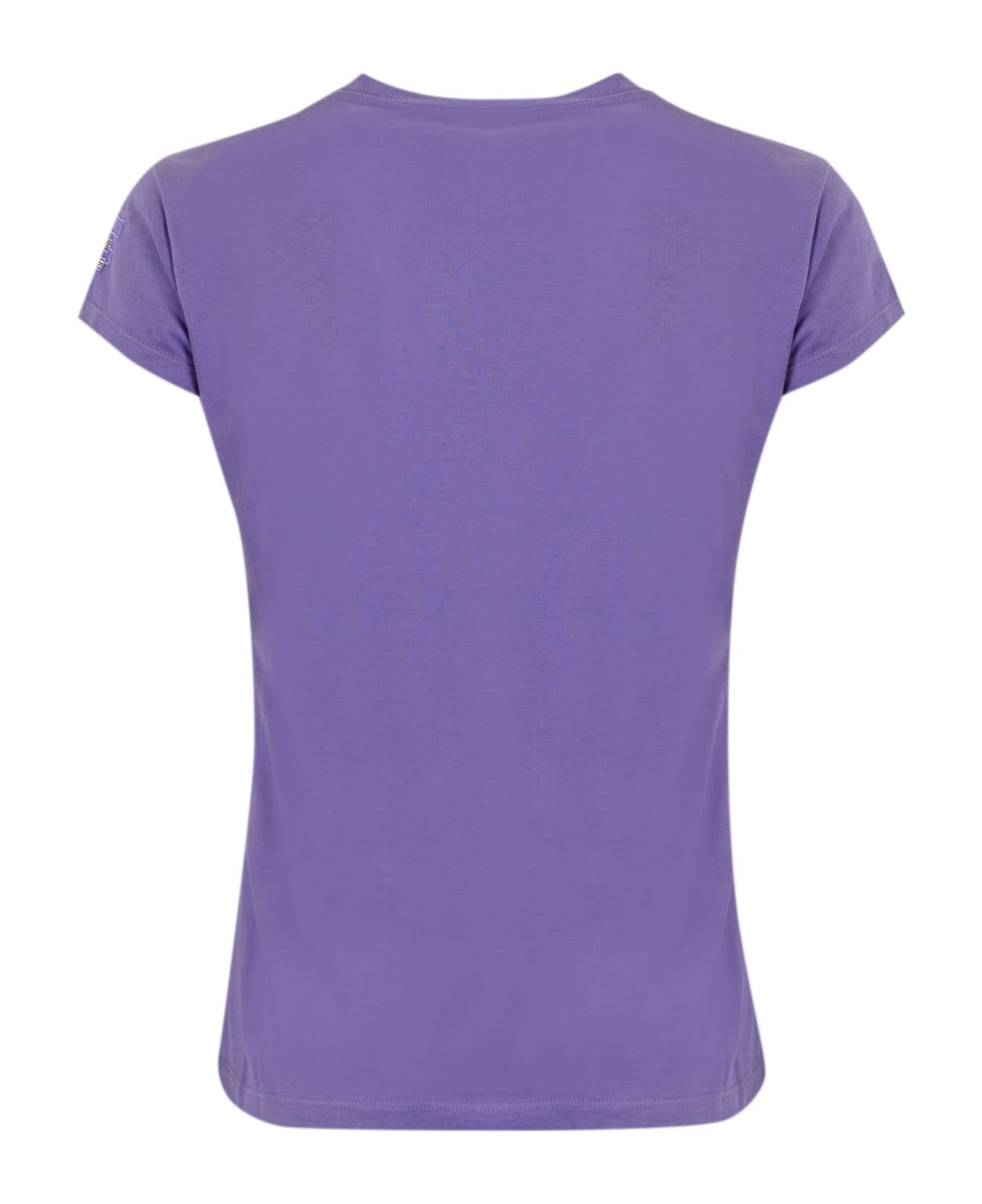 Elisabetta Franchi Jersey T-shirt With Embroidered Logo - Purple