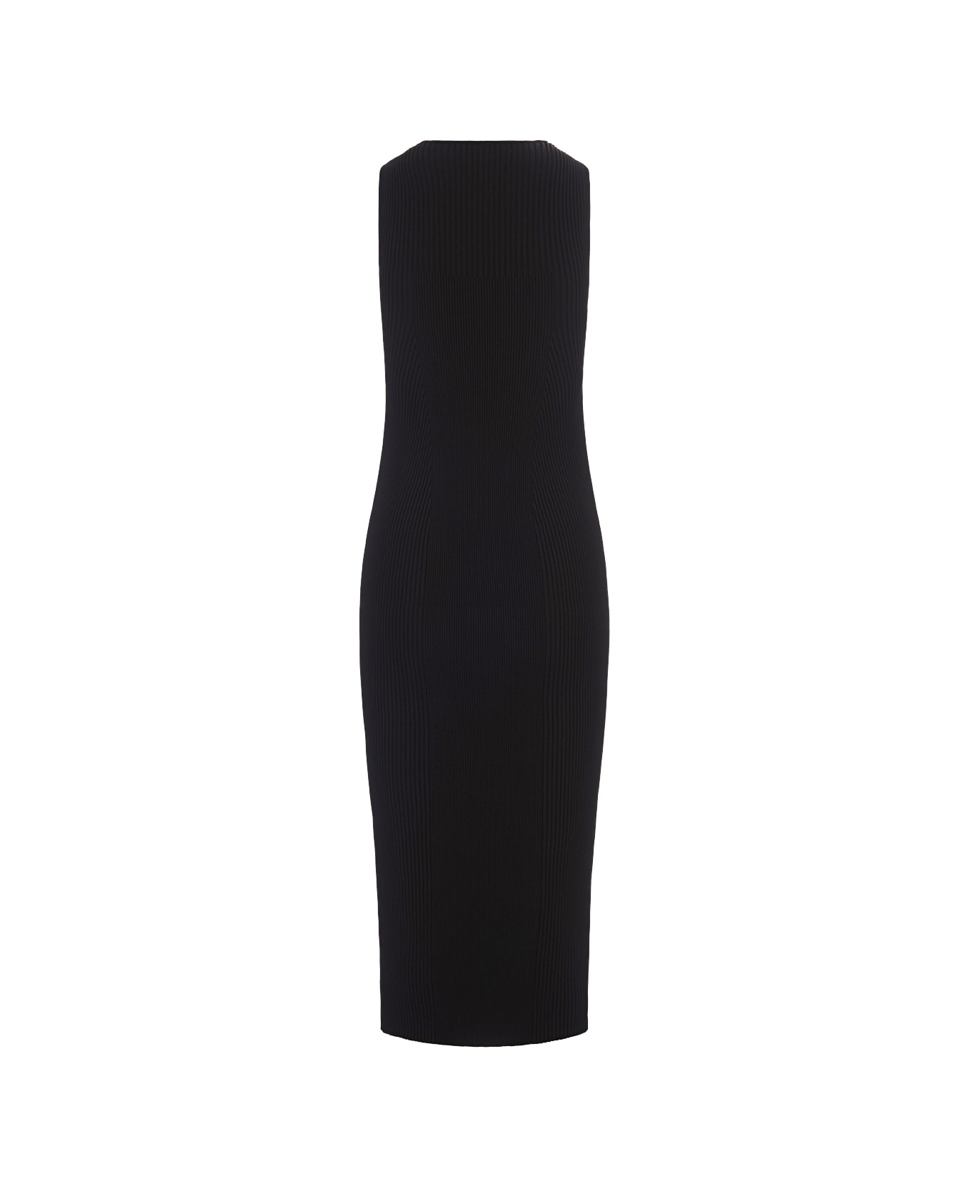 Alexander McQueen Knitted Midi Dress With Cut Out - Black