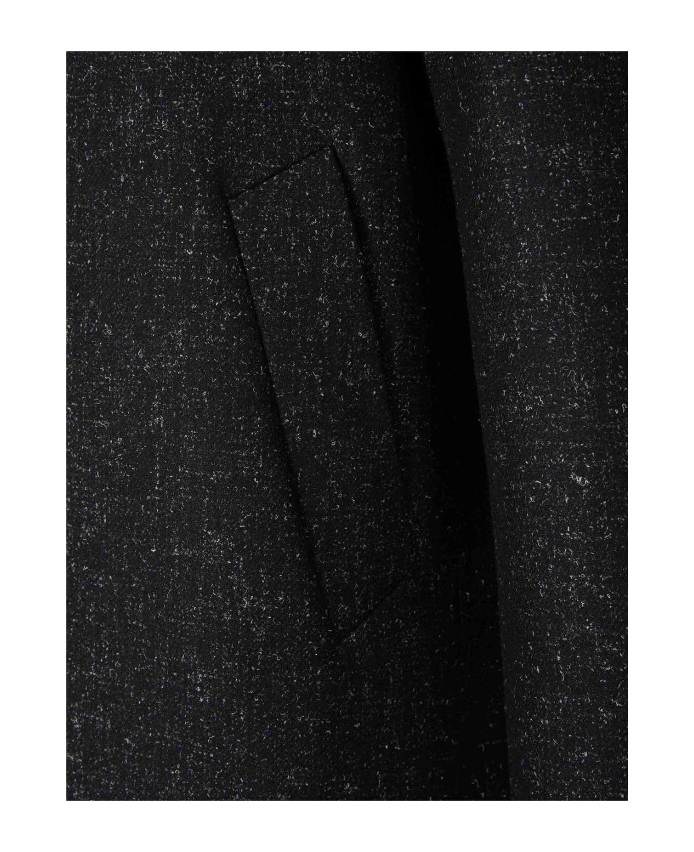 Lardini Single-breasted Knitted Coat - BLACK