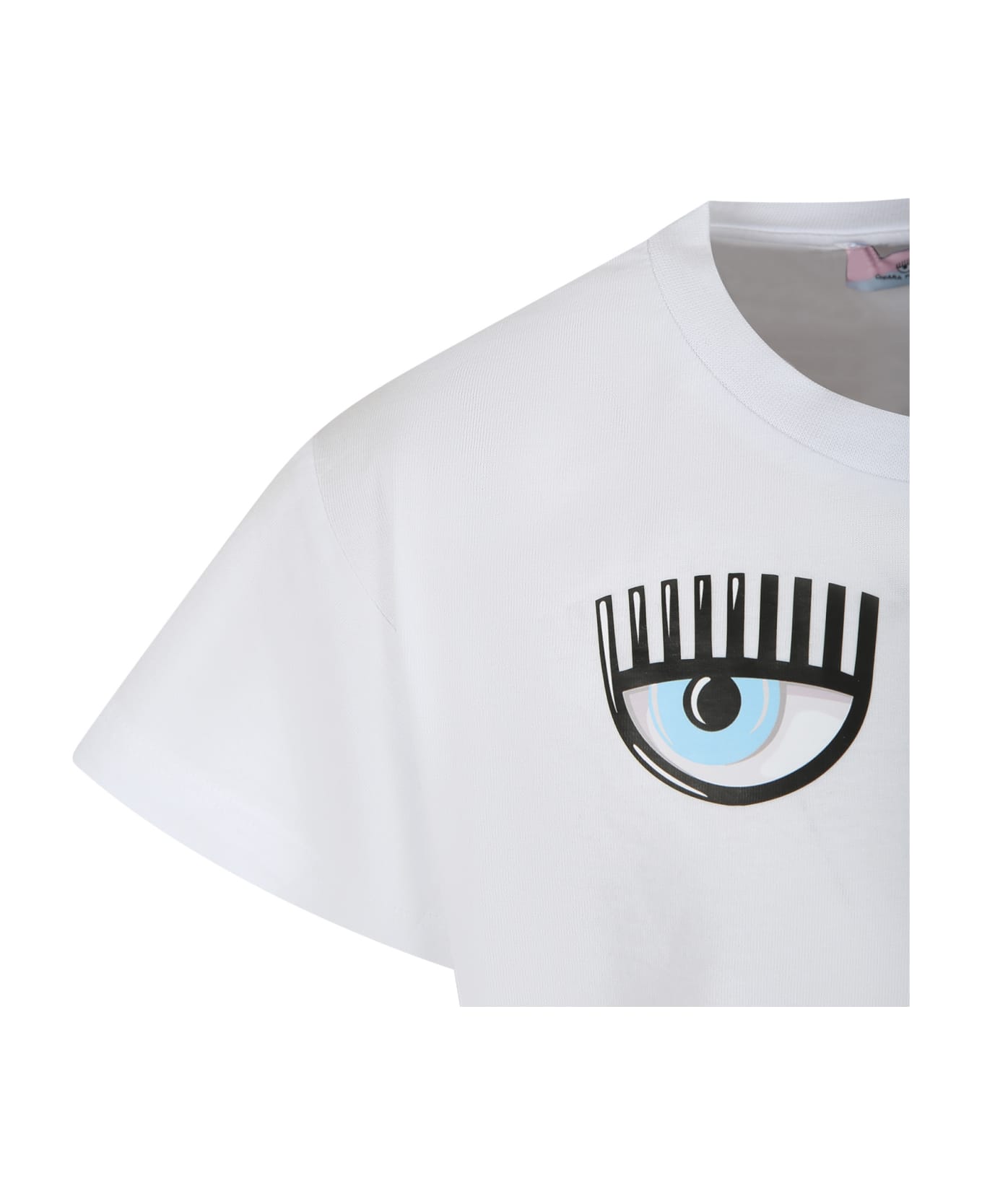 Chiara Ferragni White T-shirt For Girl With Flirting Eyes And Heart - White