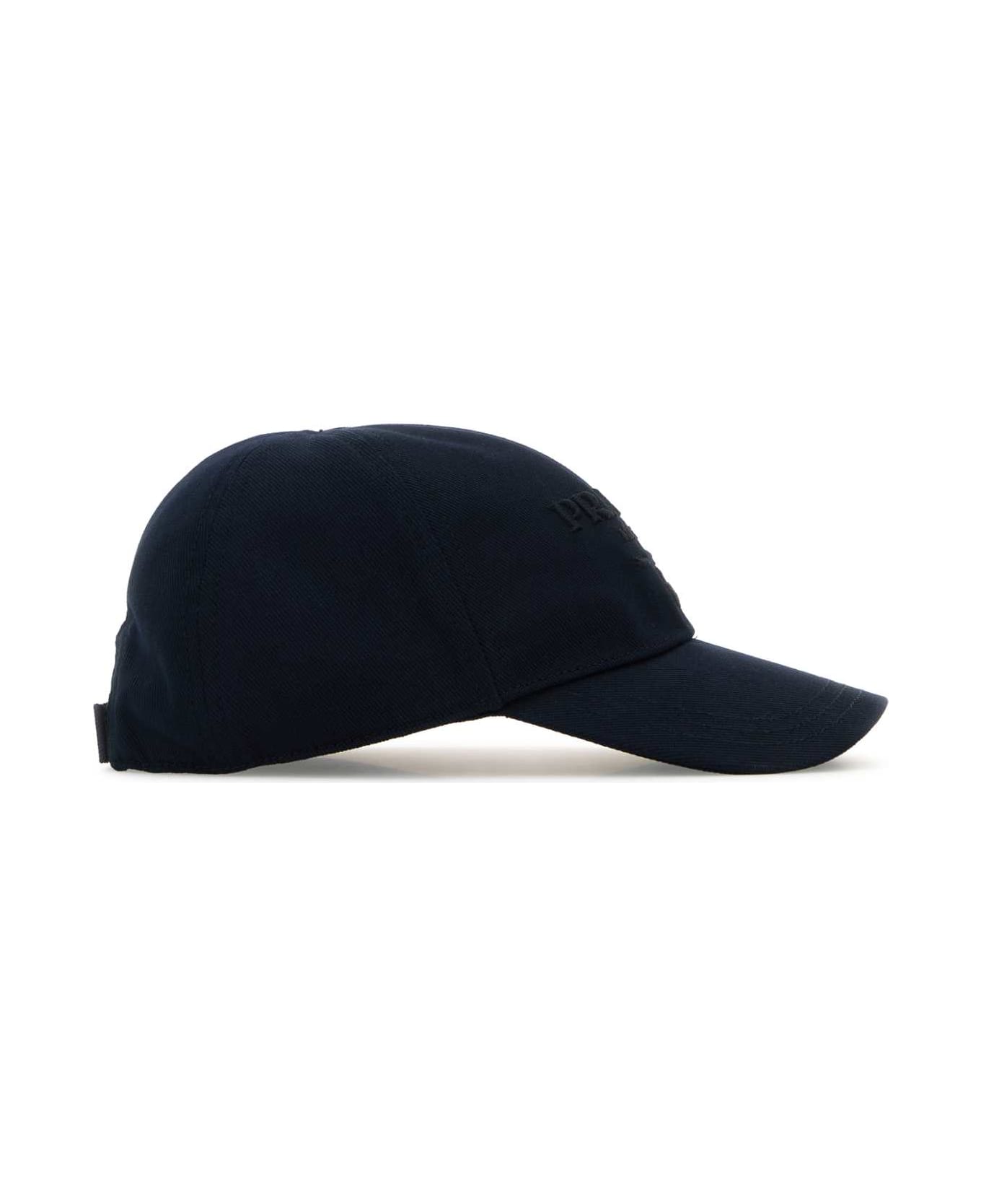 Prada Navy Blue Drill Baseball Cap - BLEU