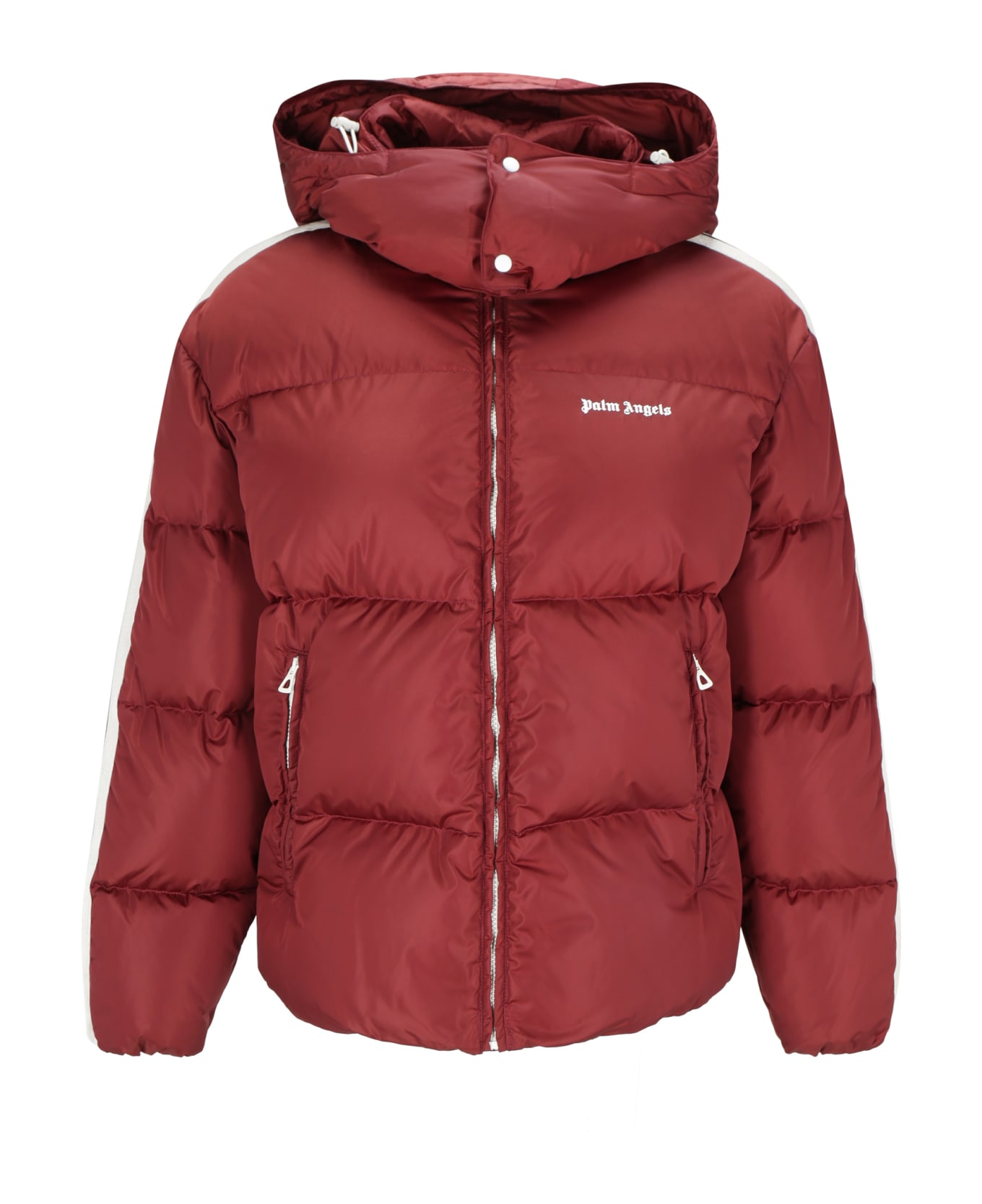 Palm Angels Hooded Nylon Down Jacket - Red