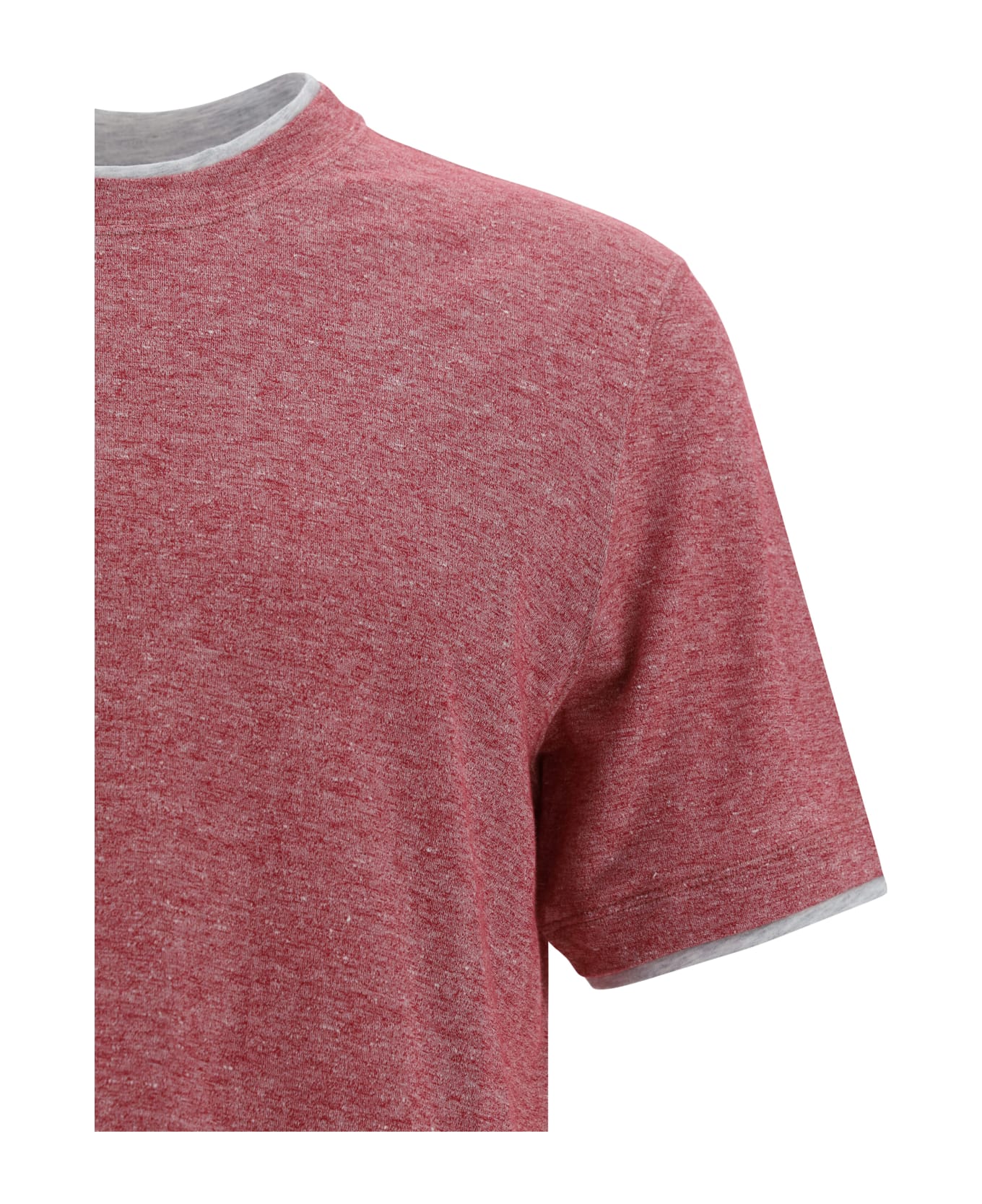 Brunello Cucinelli Cotton T-shirt - Lampone+grigio Chiaro