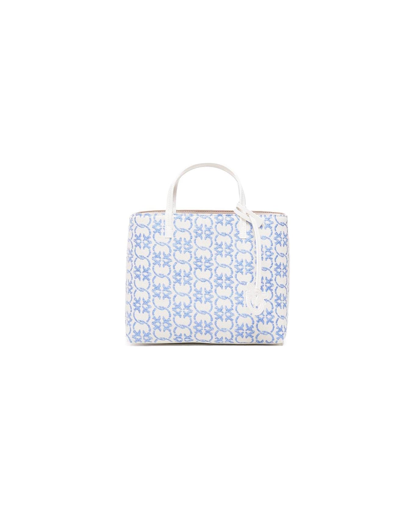 Pinko Logo Monogram Tote Bag - Bianco e Blu