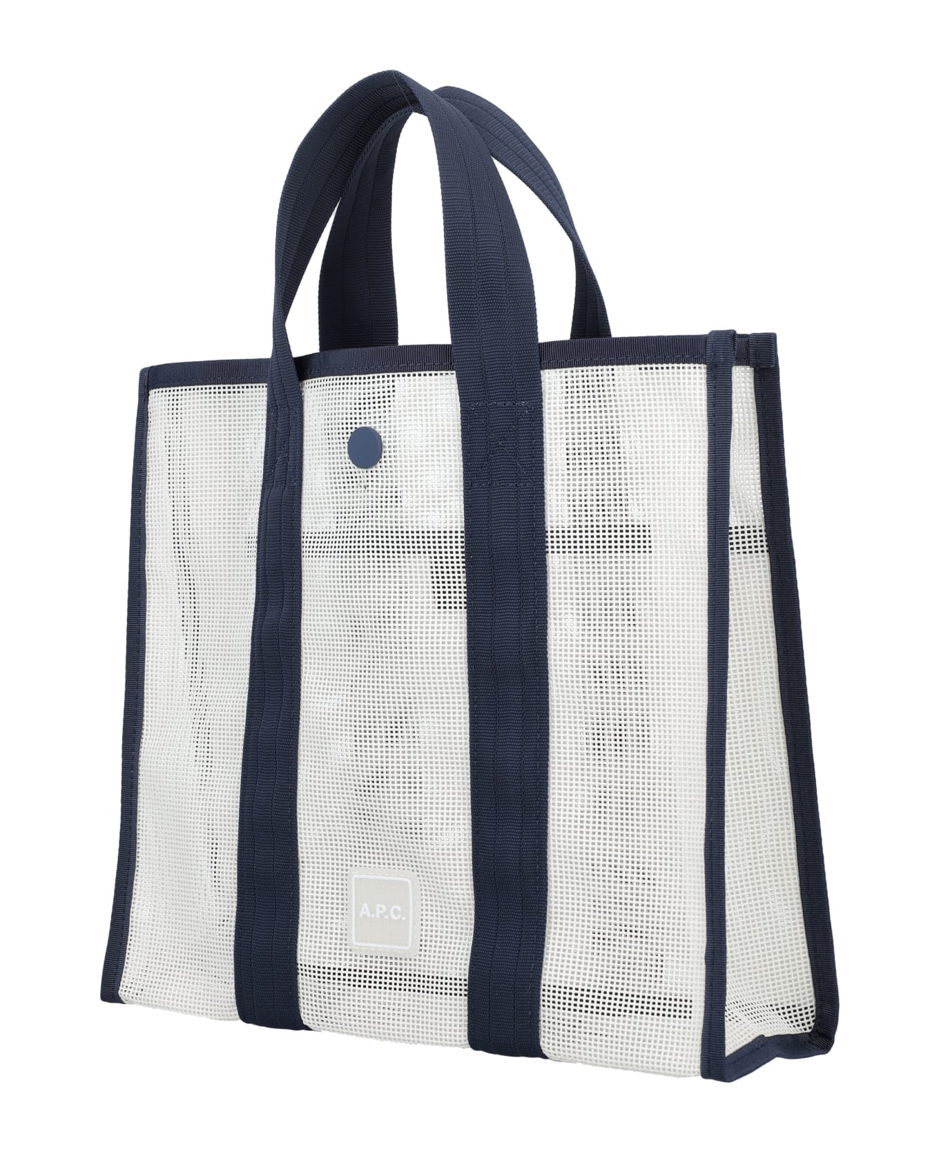 A.P.C. Cabas Louise Tote Bag - WHITE/NAVY
