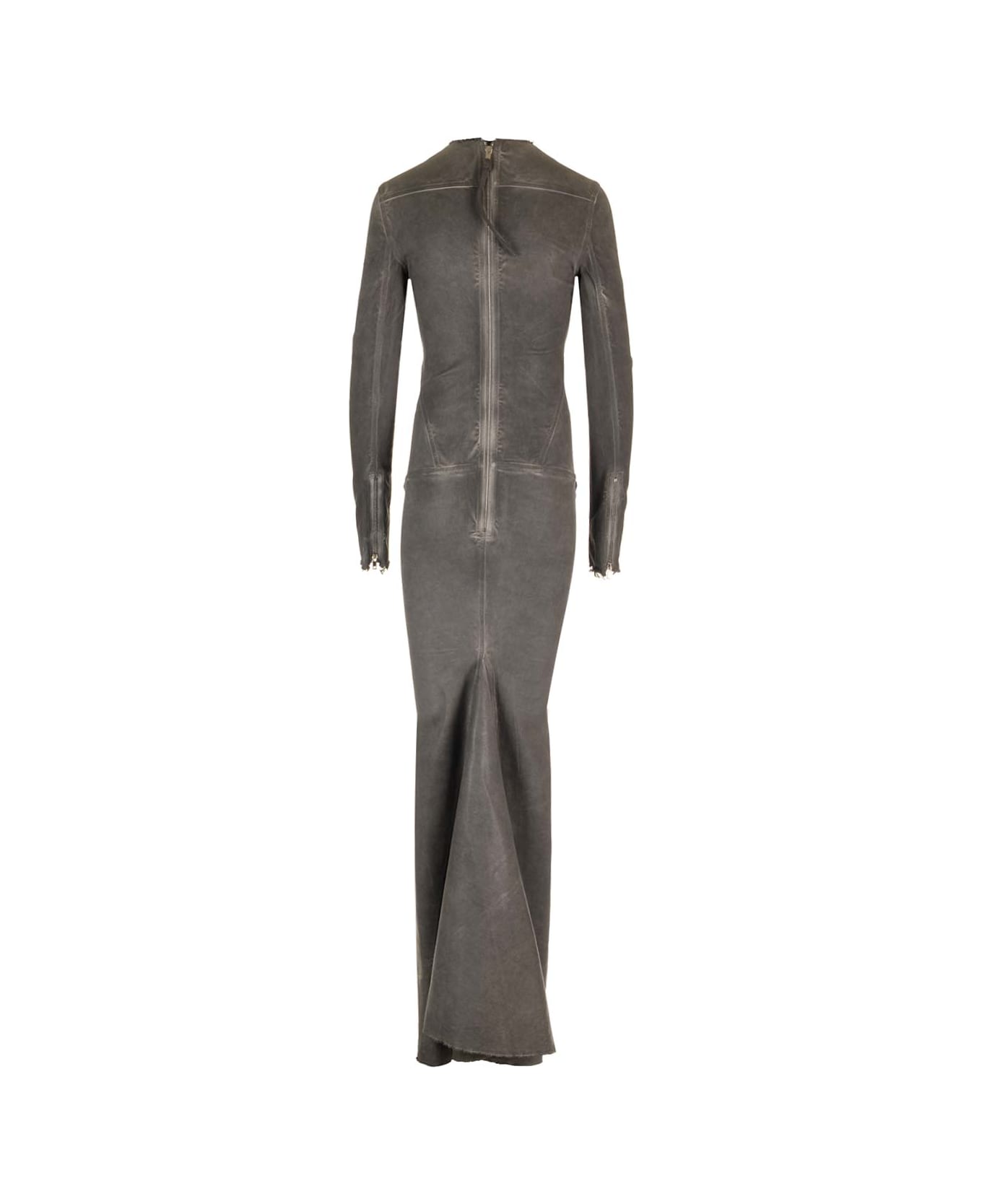 Rick Owens Long Dress In Stretch Denim - Gray