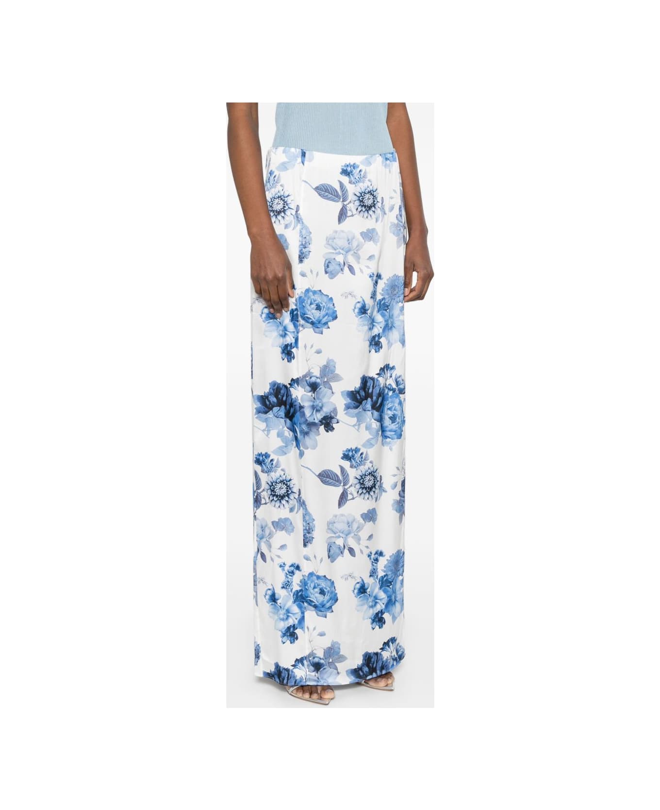 Alice + Olivia Stephine Printed Long Skirt - Clear Blue