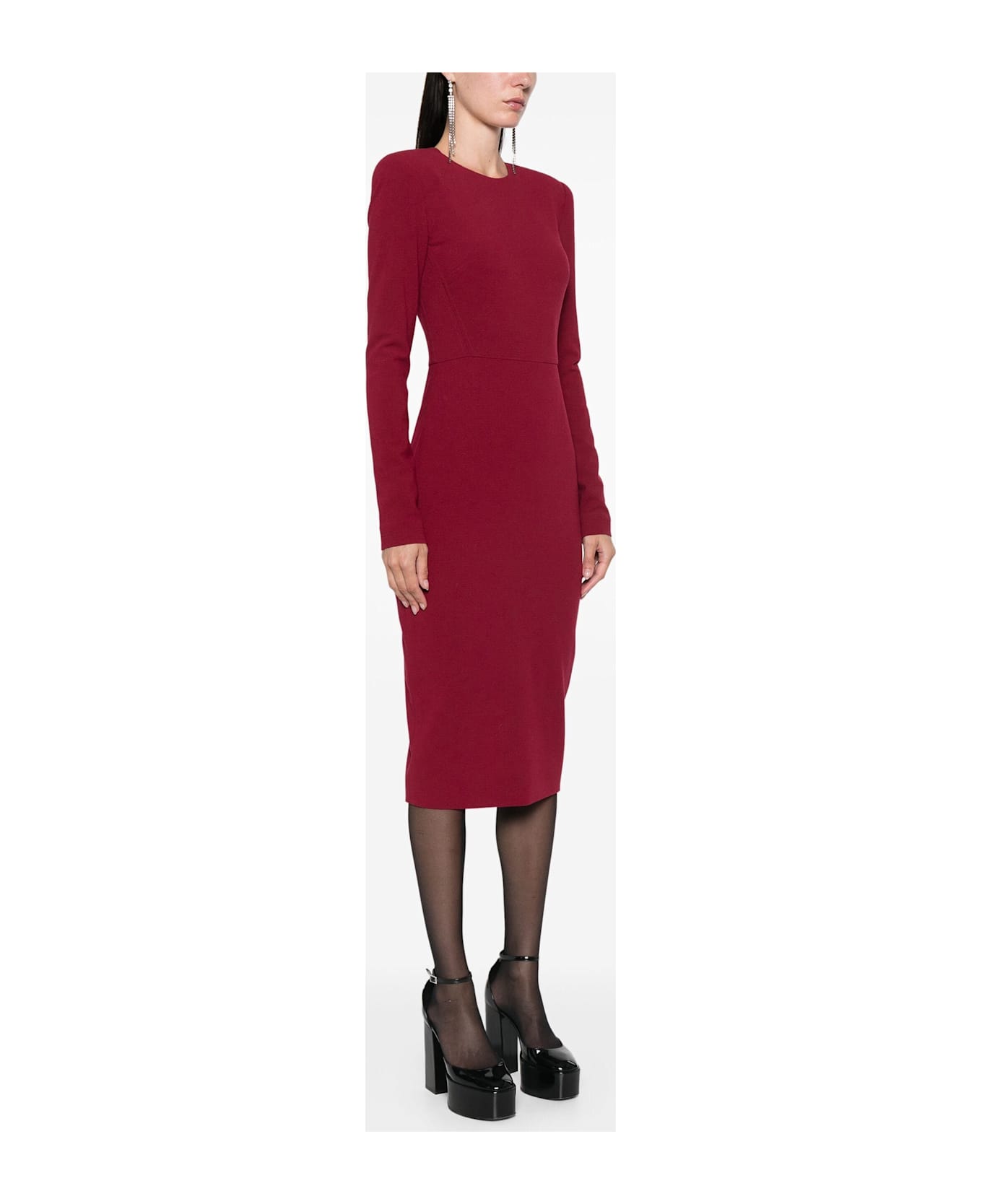 Victoria Beckham Tshirt Fitted Dress Long Sl - Oxblood