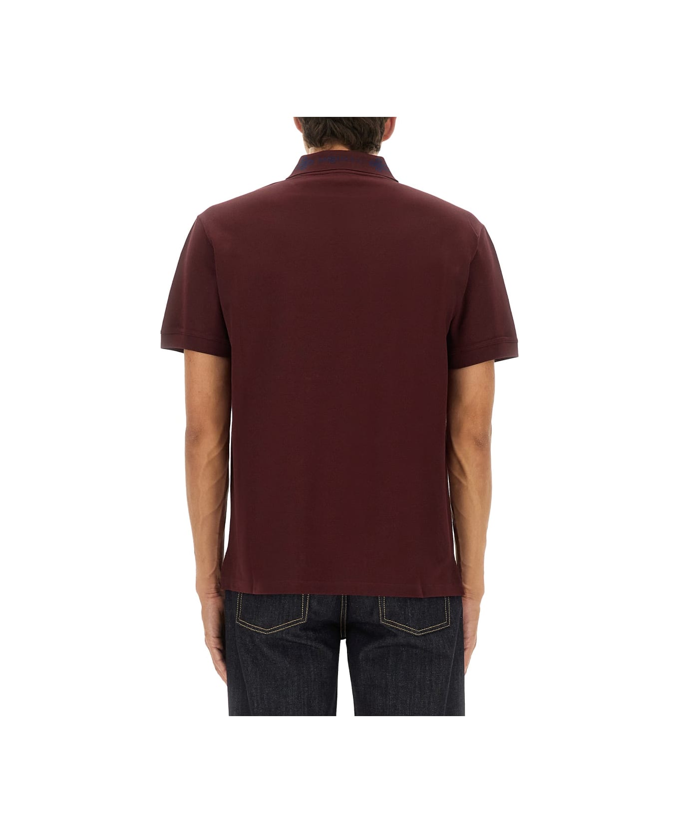 Alexander McQueen Polo Shirt With Logo On The Collar - BORDEAUX